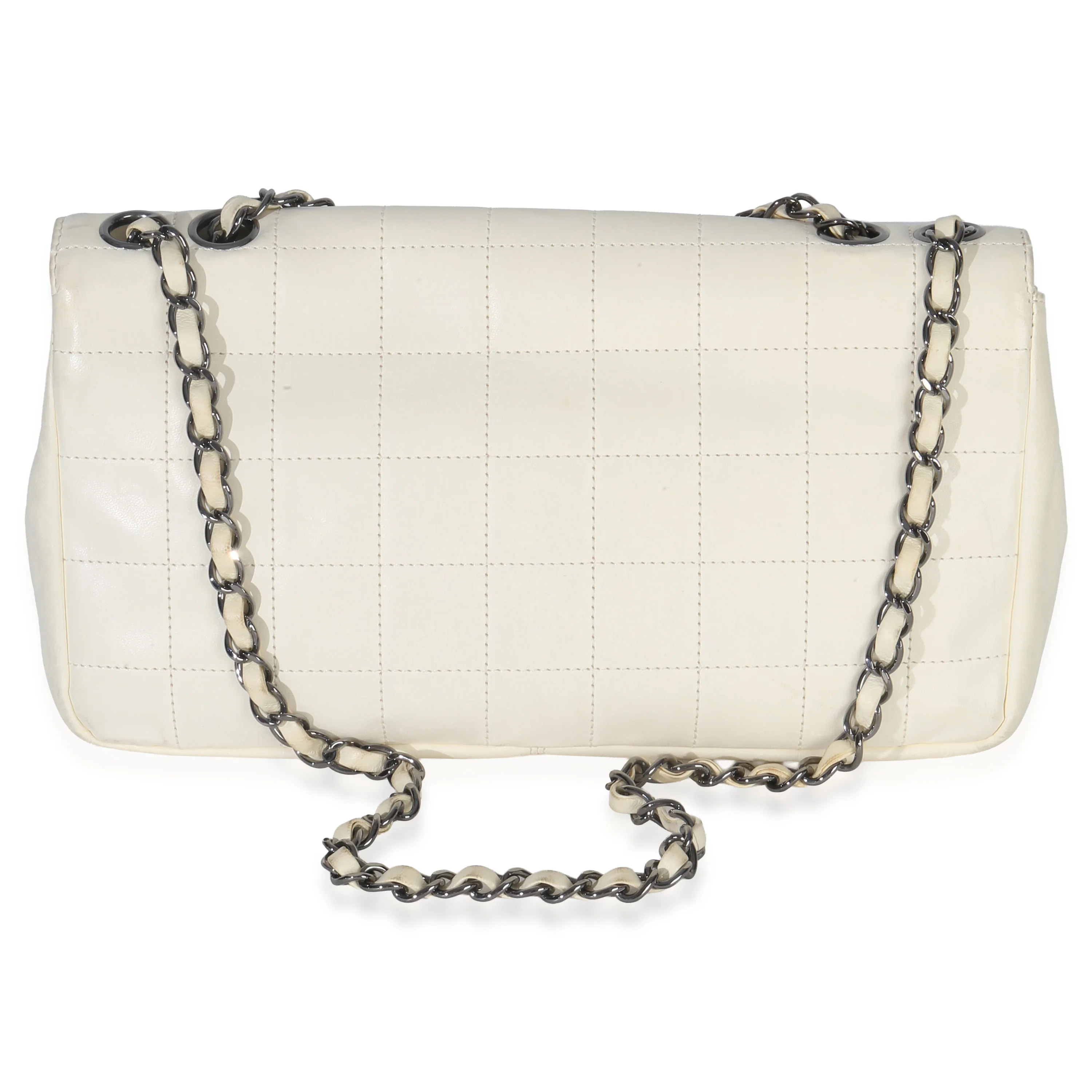 Black White Lambskin Chocolate Bar Bicolor Kiss-Lock Flap - Image 4