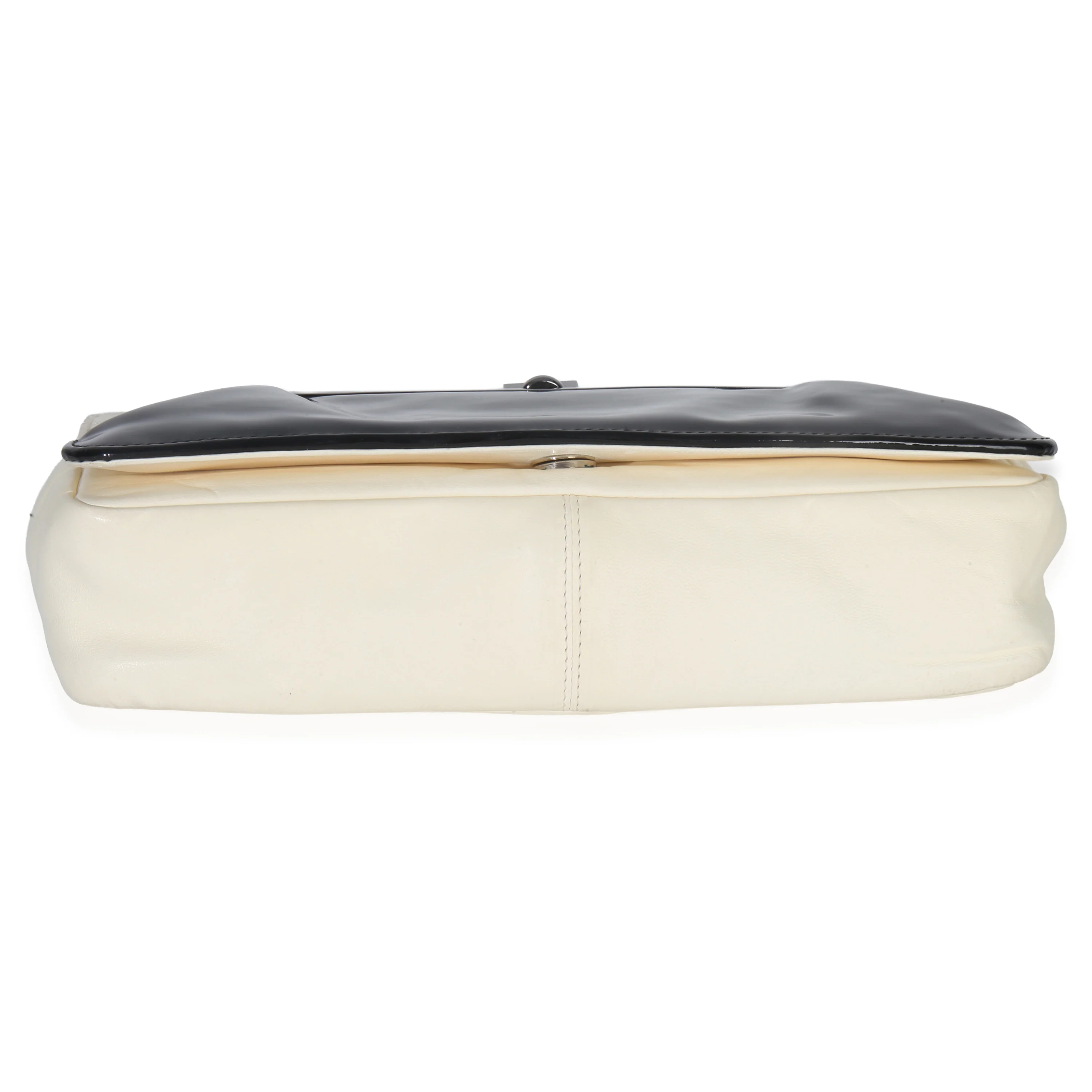 Black White Lambskin Chocolate Bar Bicolor Kiss-Lock Flap - Image 5