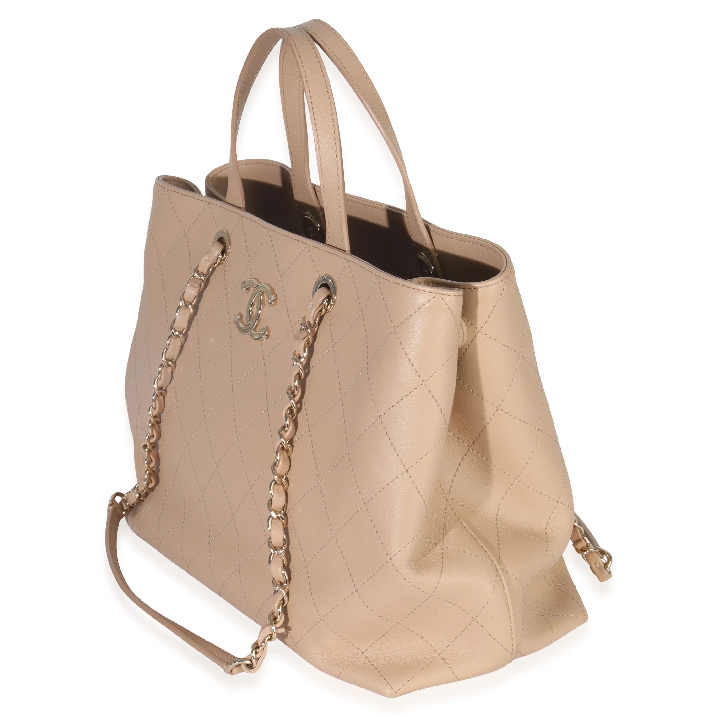Beige Quilted Calfskin Large Serial Shopper Tote - Image 2