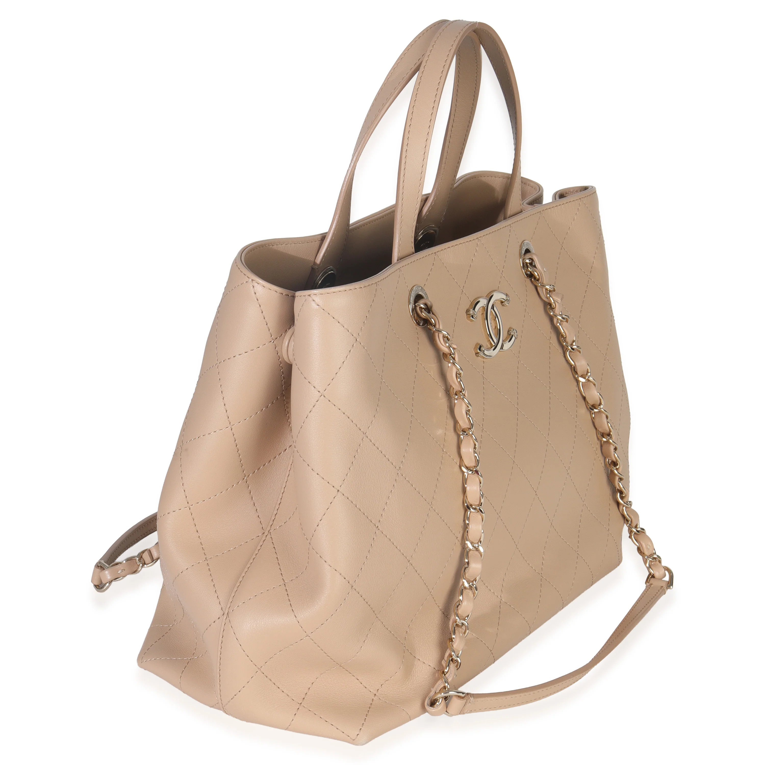 Beige Quilted Calfskin Large Serial Shopper Tote - Image 3