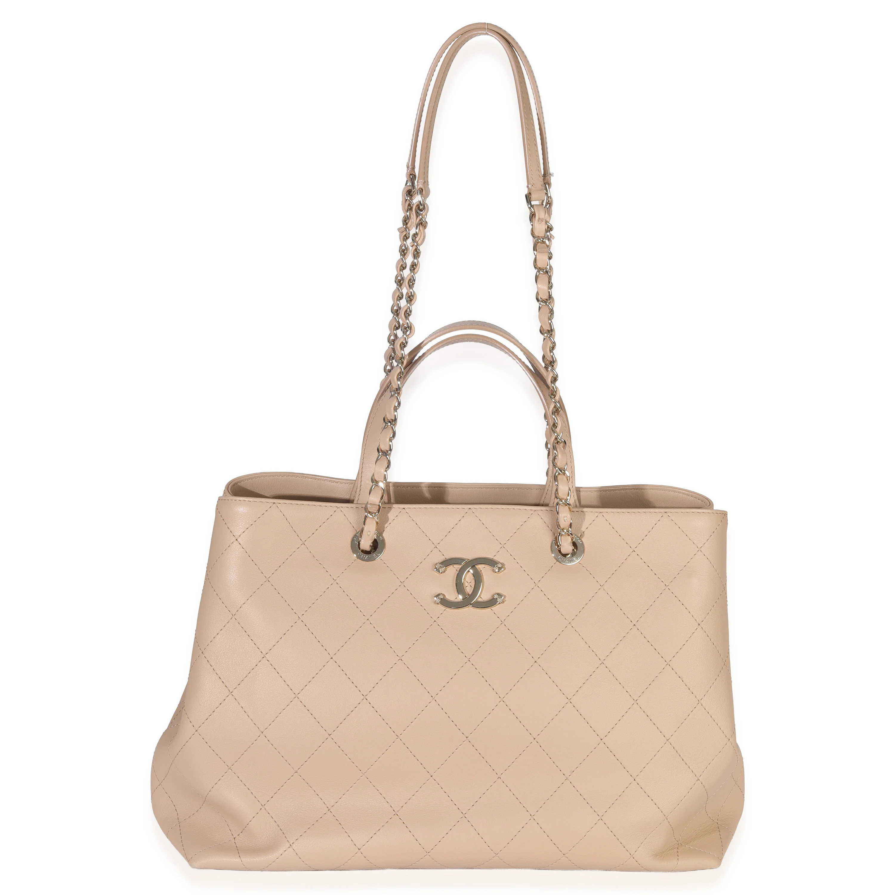 Beige Quilted Calfskin Large Serial Shopper Tote - Image 5
