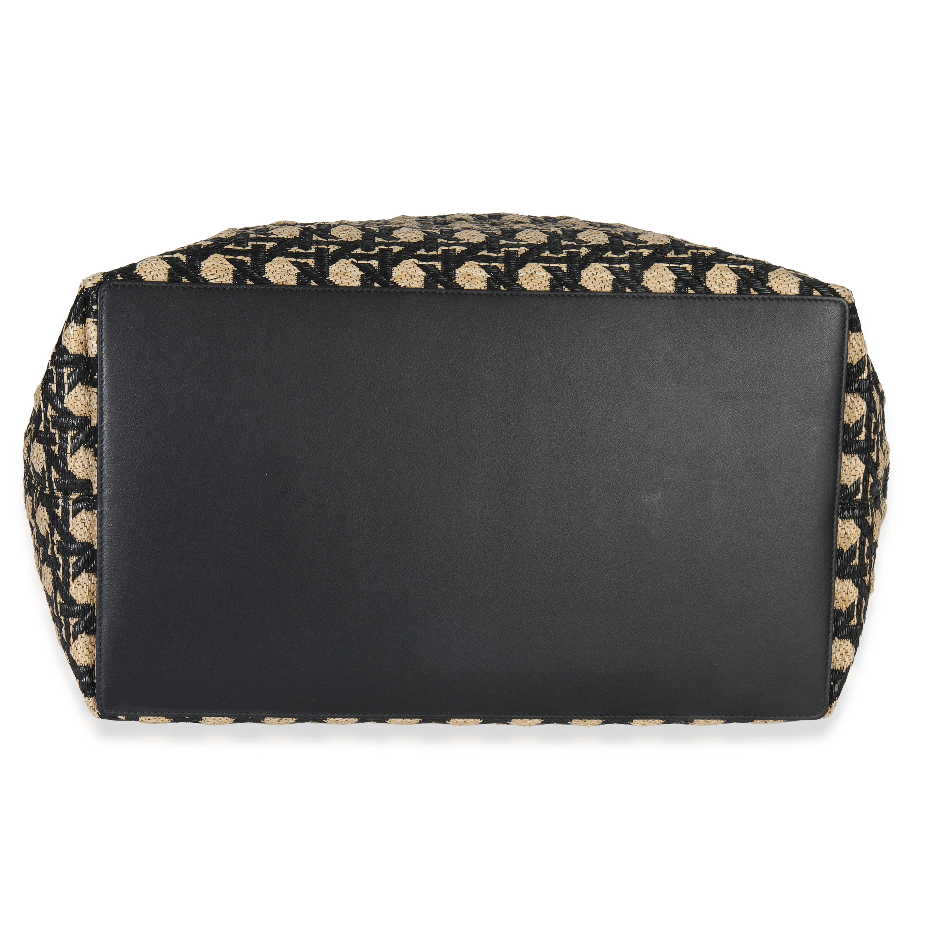 Beige Black Graphic Cannage Raffia Large Toujours - Image 5