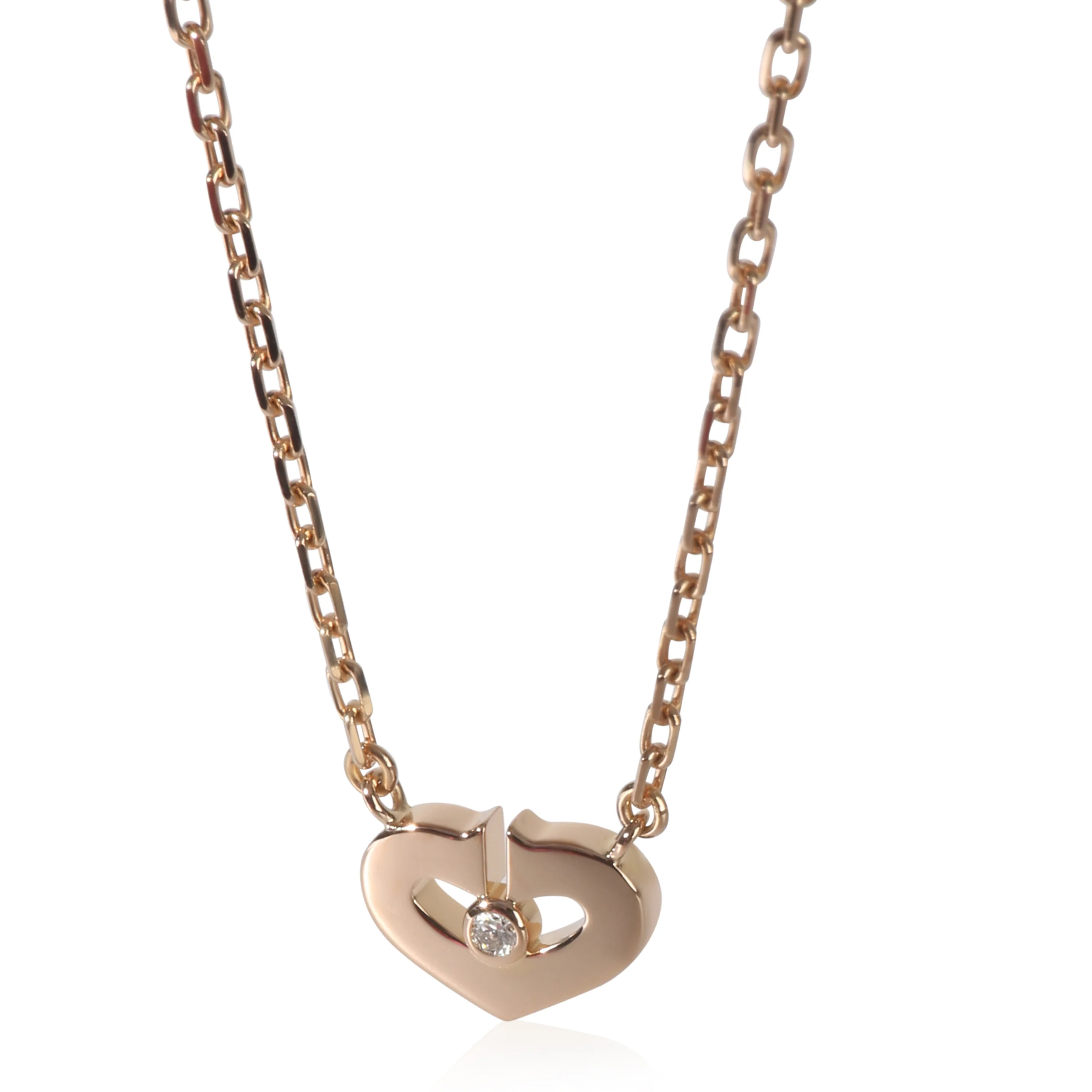 Rose Gold Diamond C de Cartier Heart Necklace