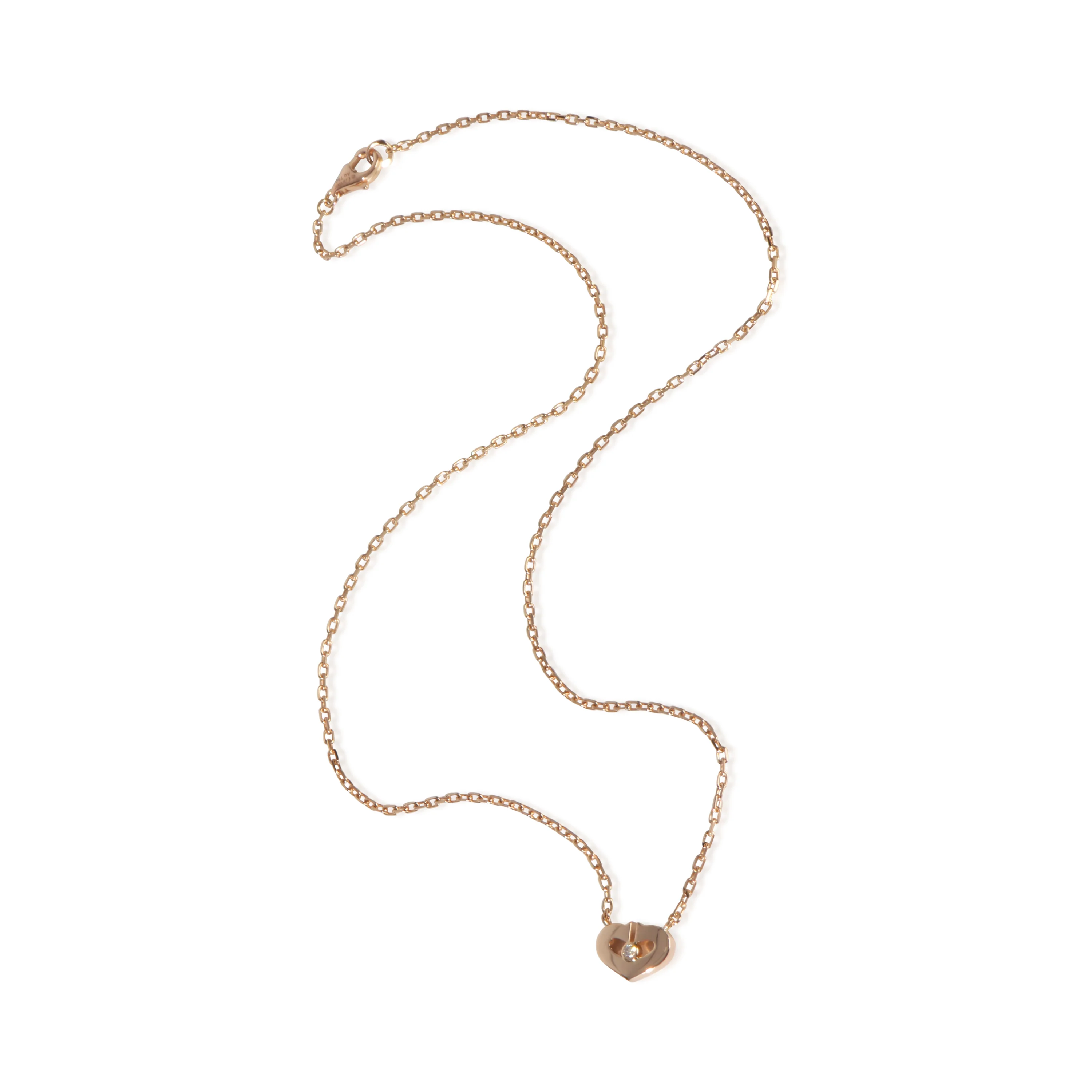 Rose Gold Diamond C de Cartier Heart Necklace - Image 3