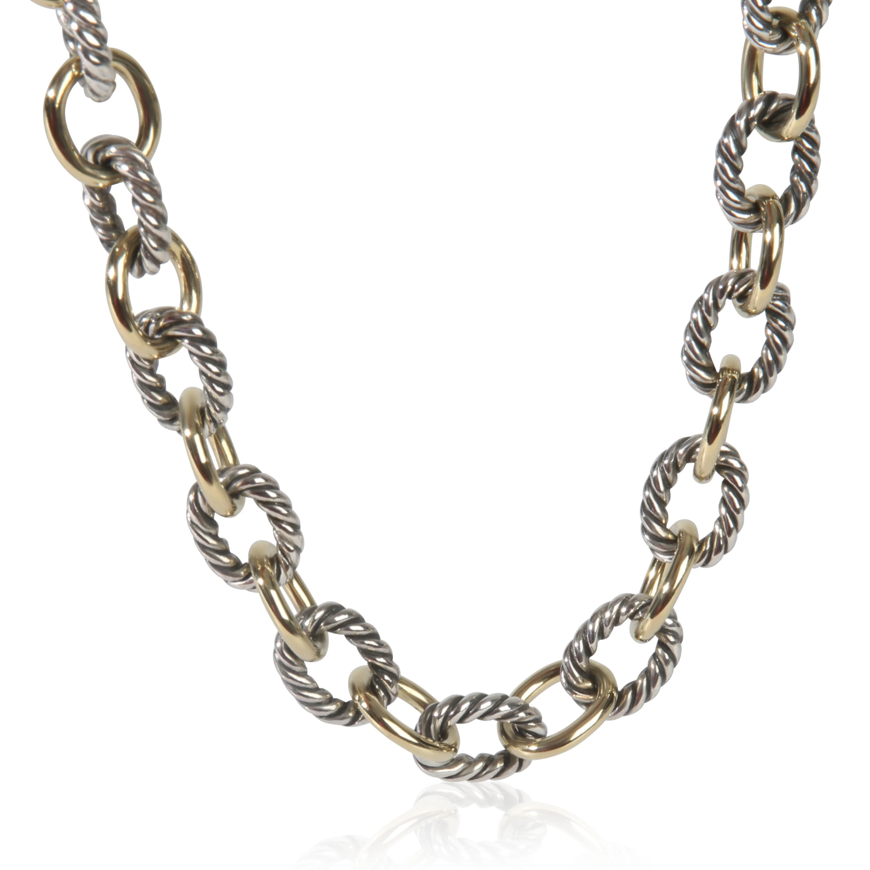 Yellow Gold & Sterling Silver Oval Link Necklace