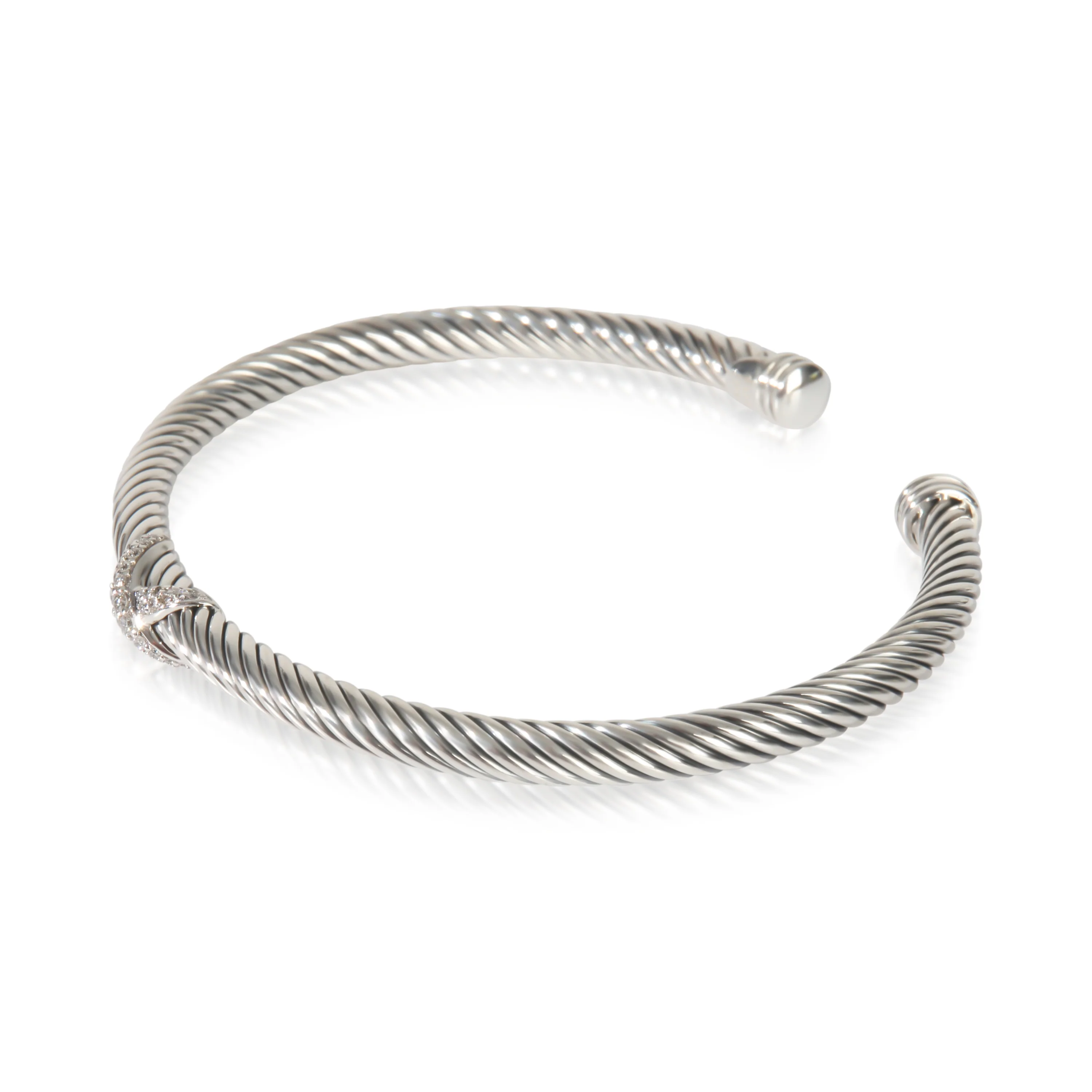 Sterling Silver Diamond Cable X Bracelet - Image 2
