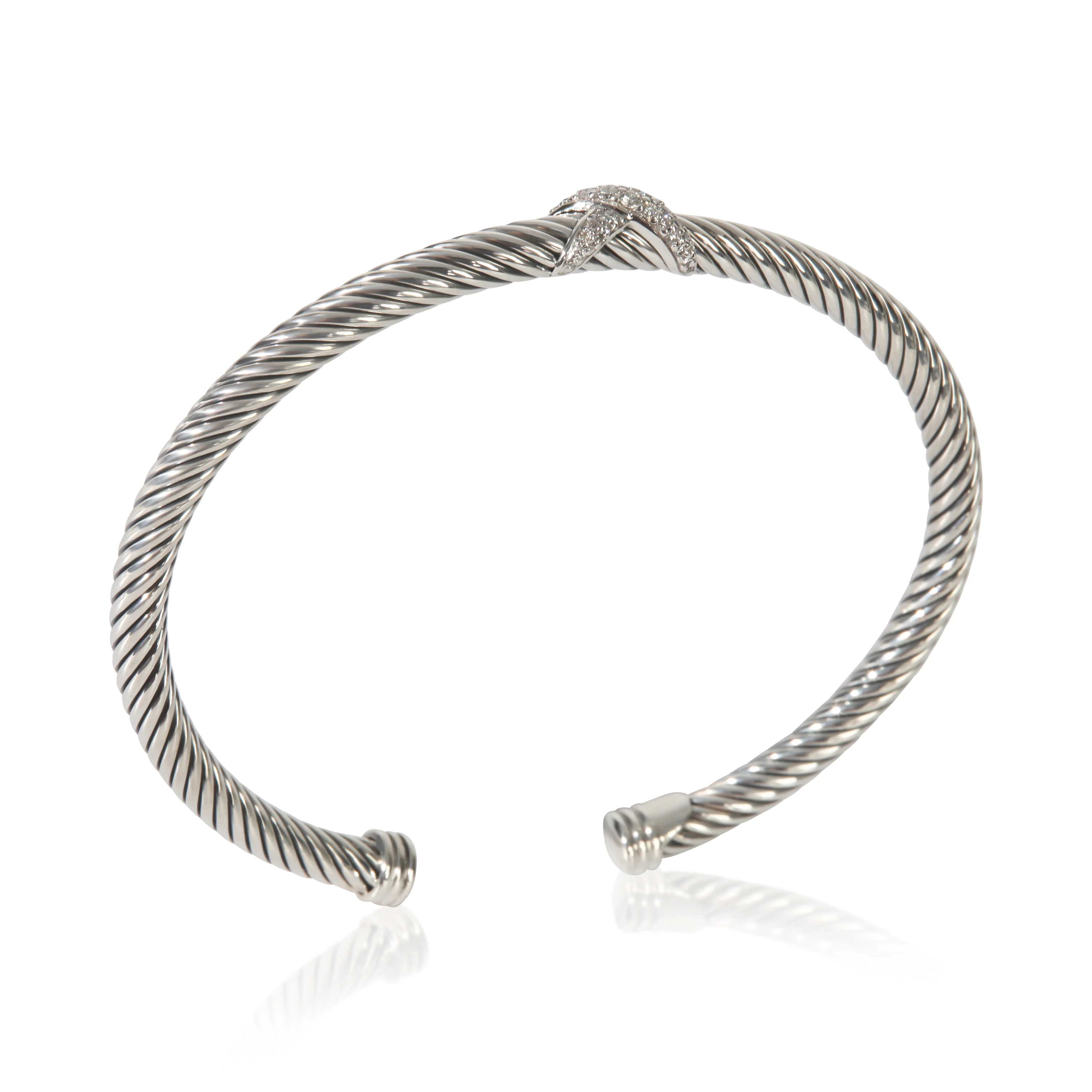 Sterling Silver Diamond Cable X Bracelet - Image 4