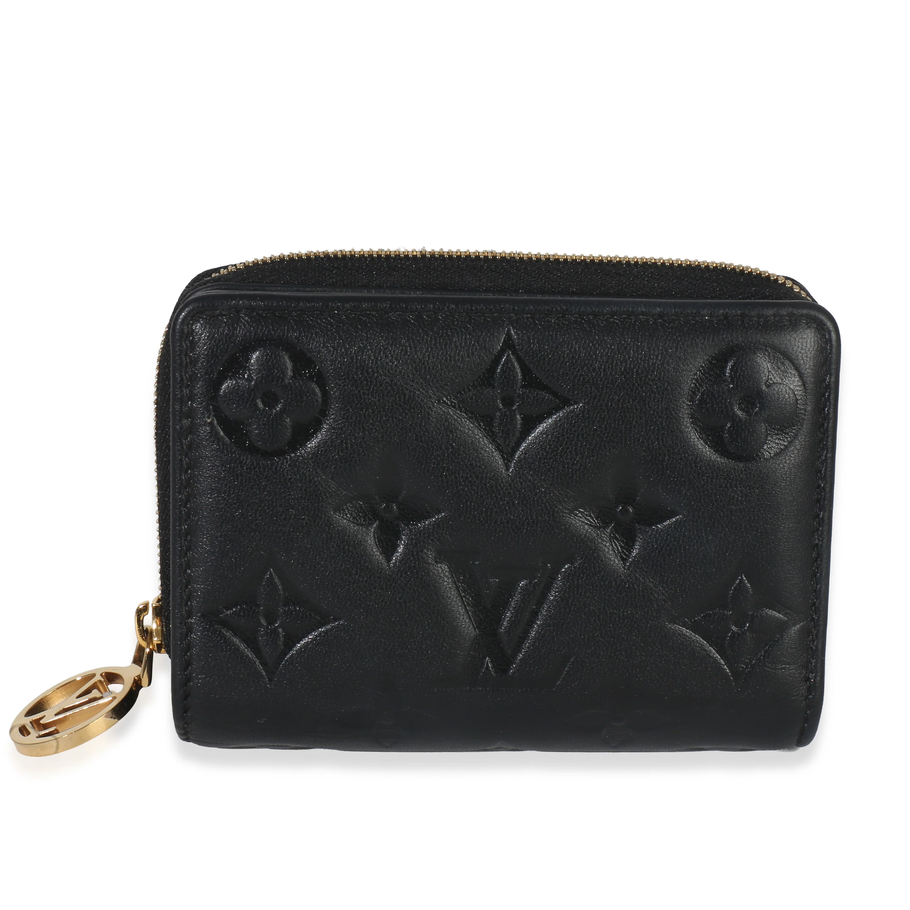Black Monogram Embossed Lambskin Lou Coussin Wallet