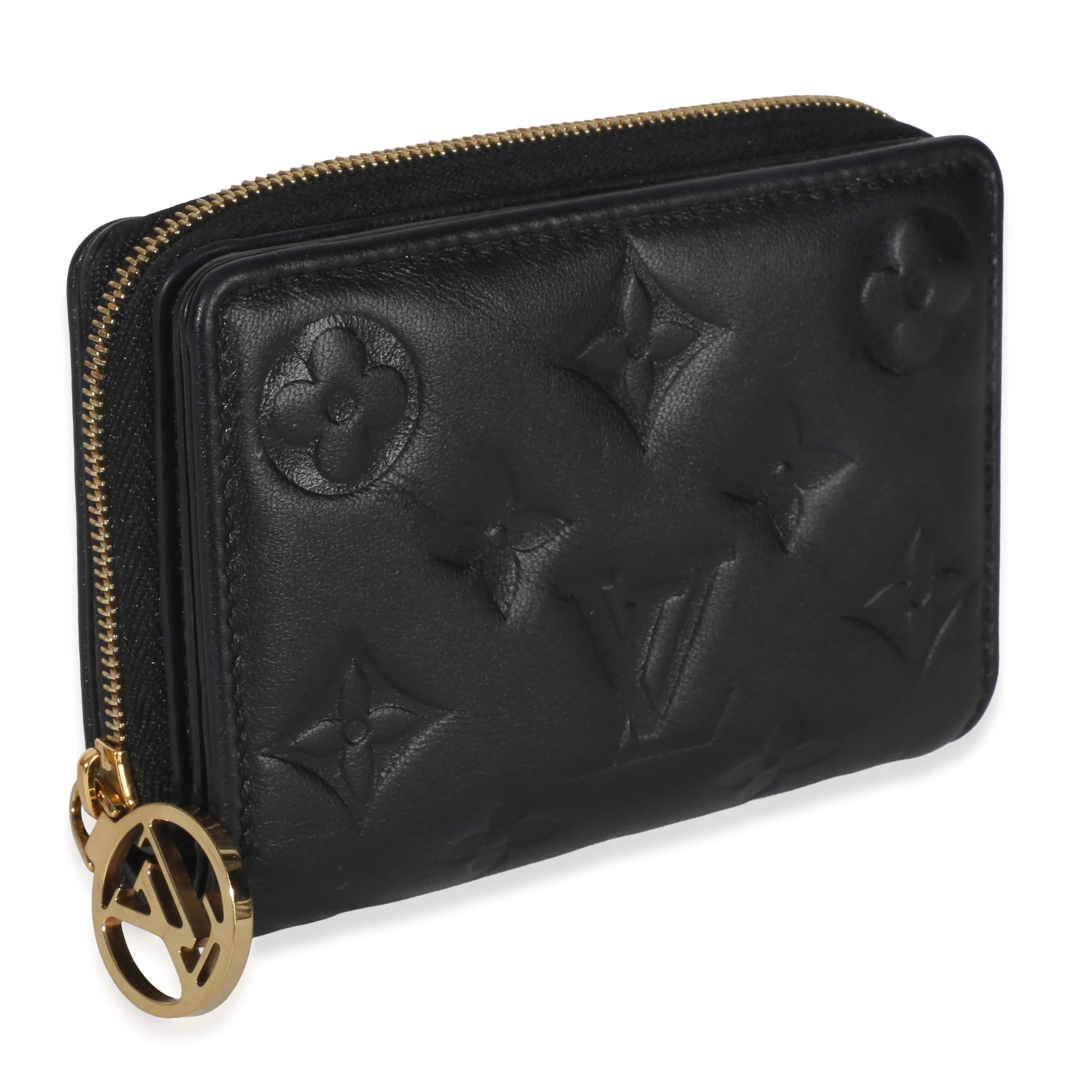 Black Monogram Embossed Lambskin Lou Coussin Wallet - Image 3