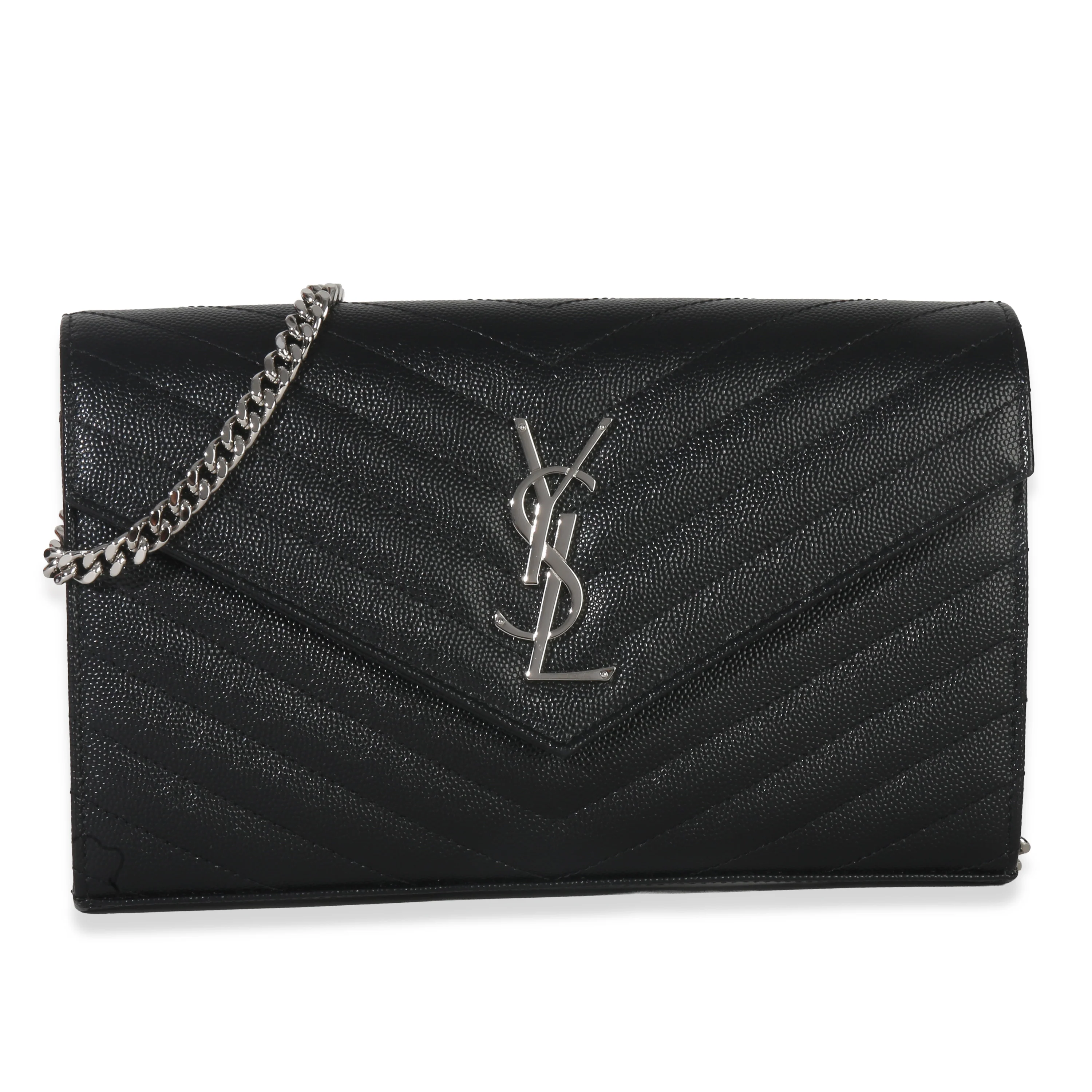 Black Grain De Poudre Cassandre Chain Wallet
