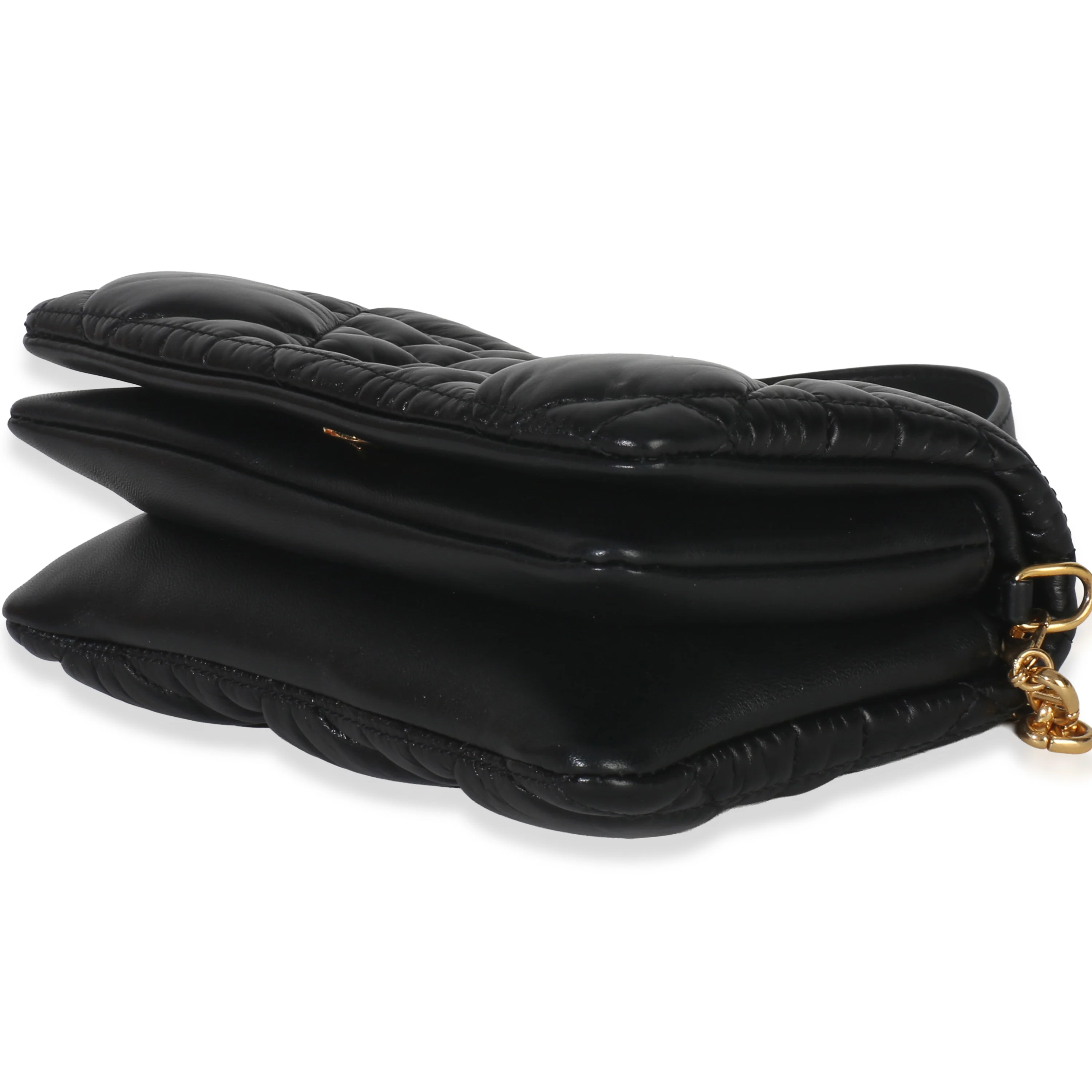 Black Puffy Calfskin Macrocannage Mini Caro Bag - Image 7