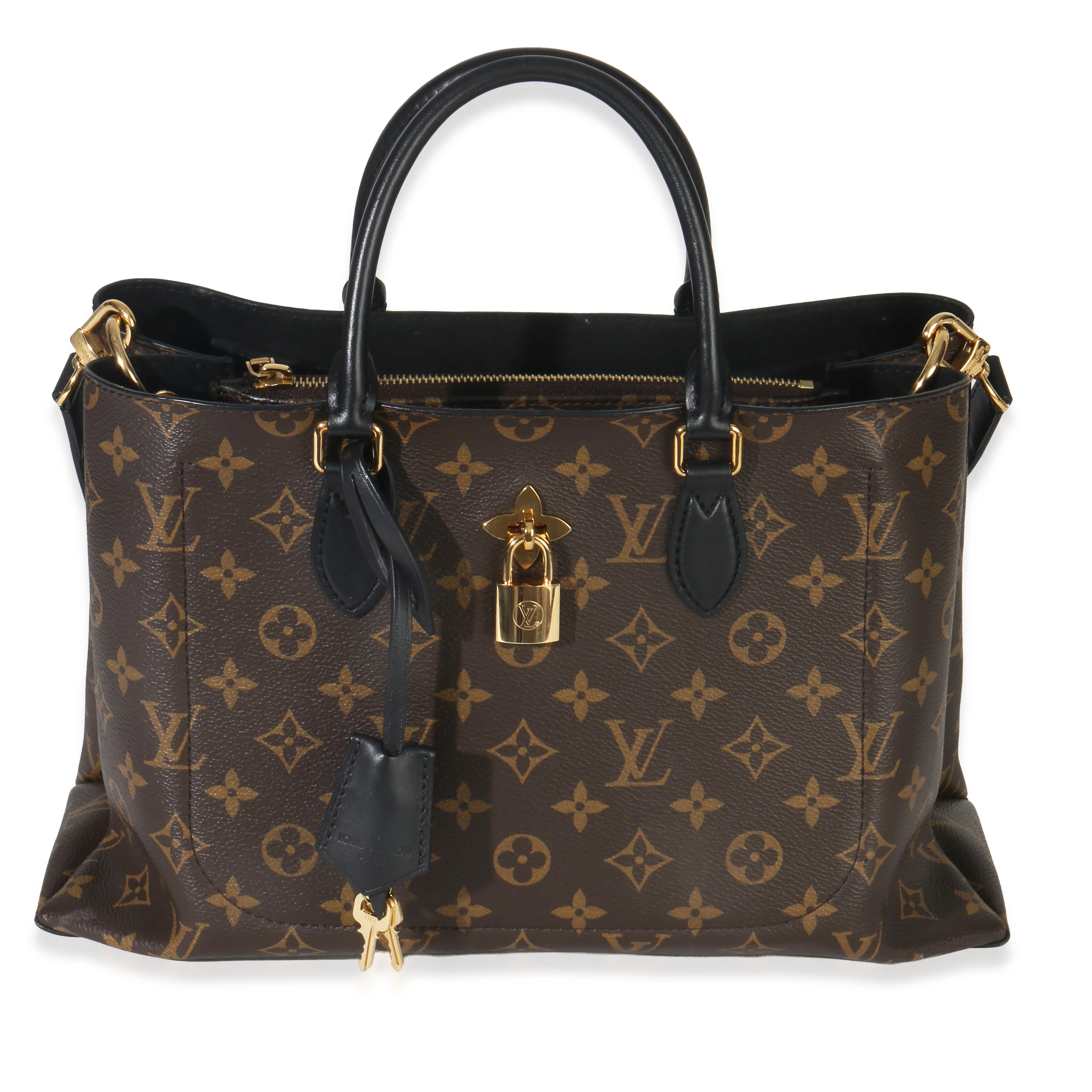 Black Monogram Canvas Flower Tote