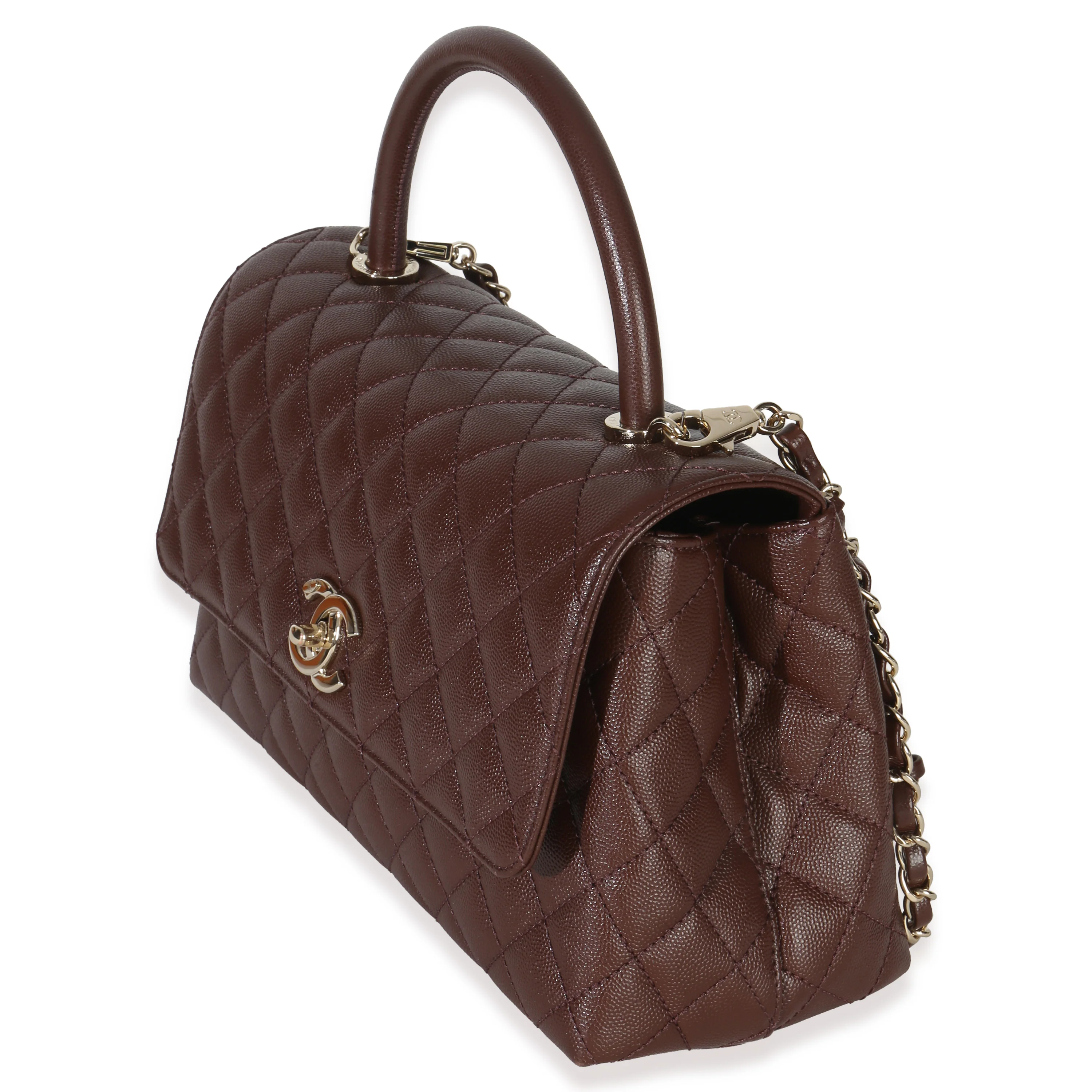 Marron Quilted Caviar Large Coco Top Handle Bag - Image 2