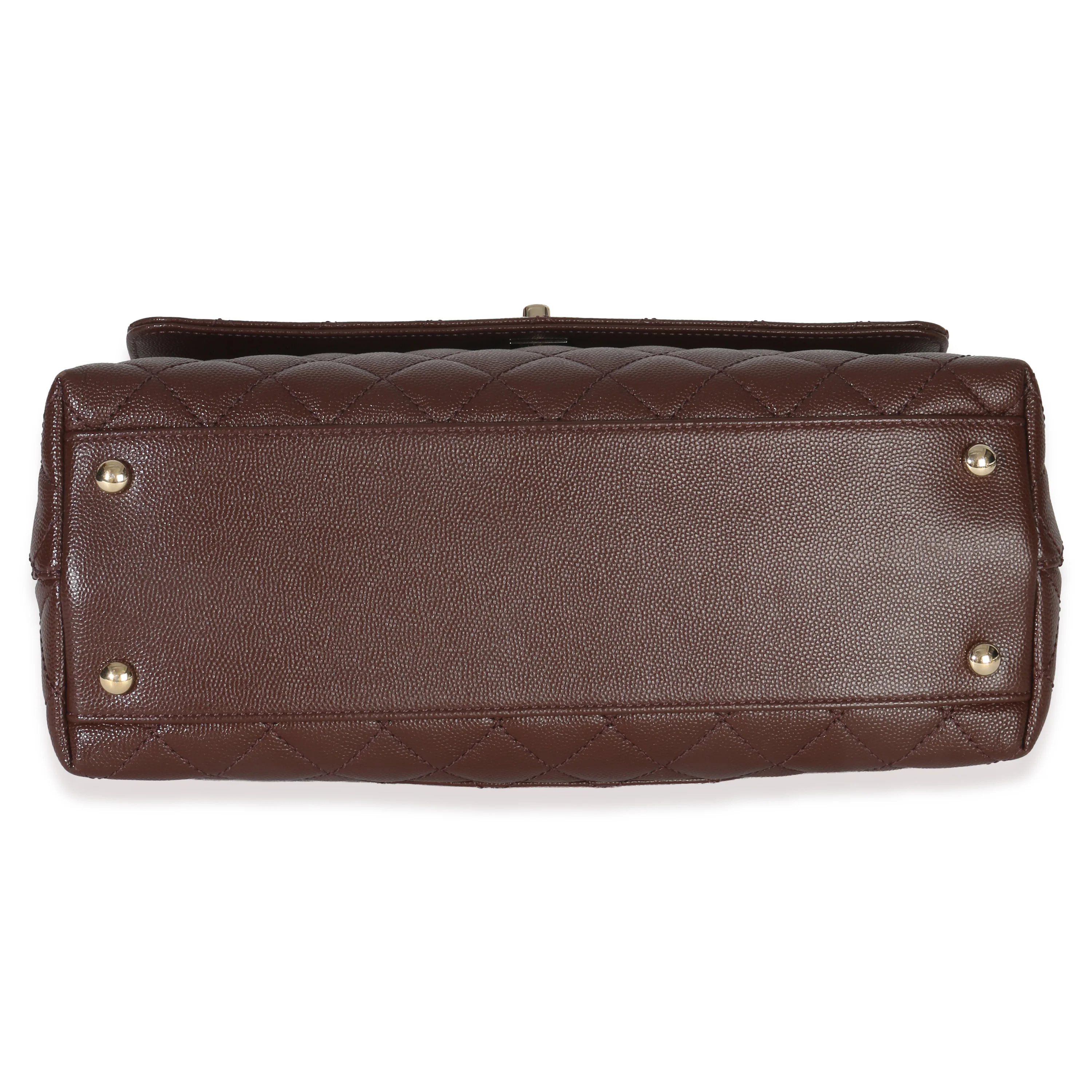 Marron Quilted Caviar Large Coco Top Handle Bag - Image 5