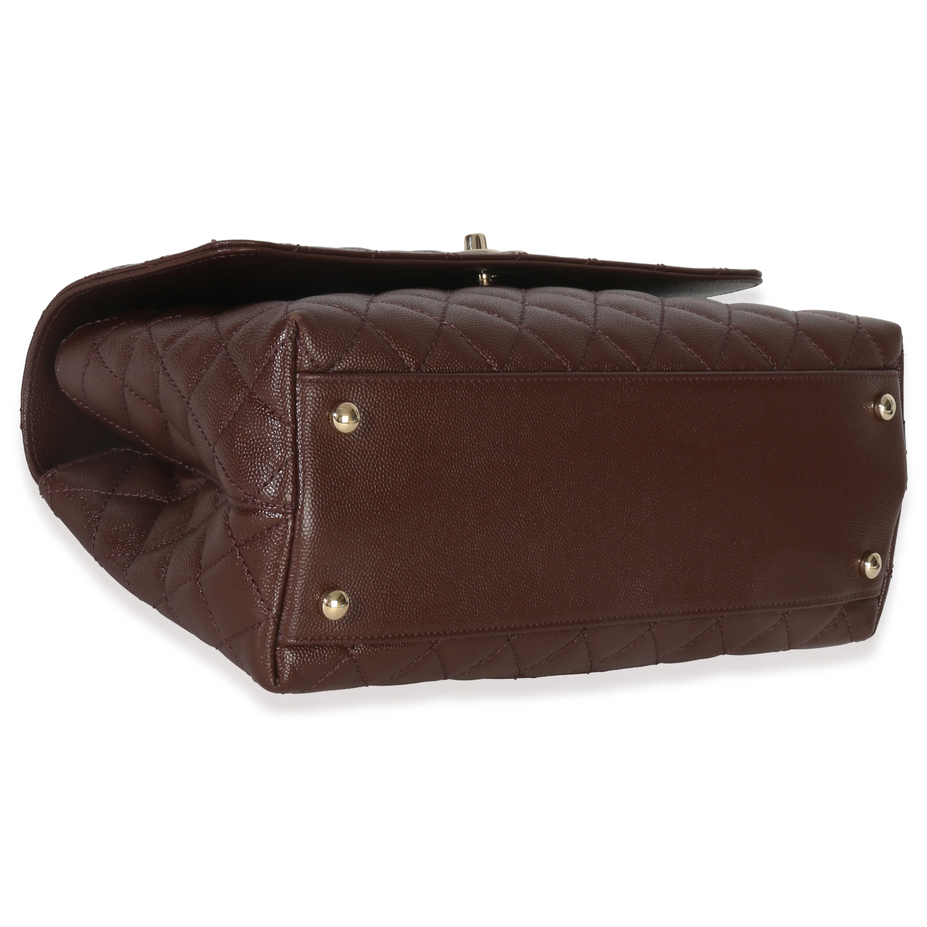 Marron Quilted Caviar Large Coco Top Handle Bag - Image 6