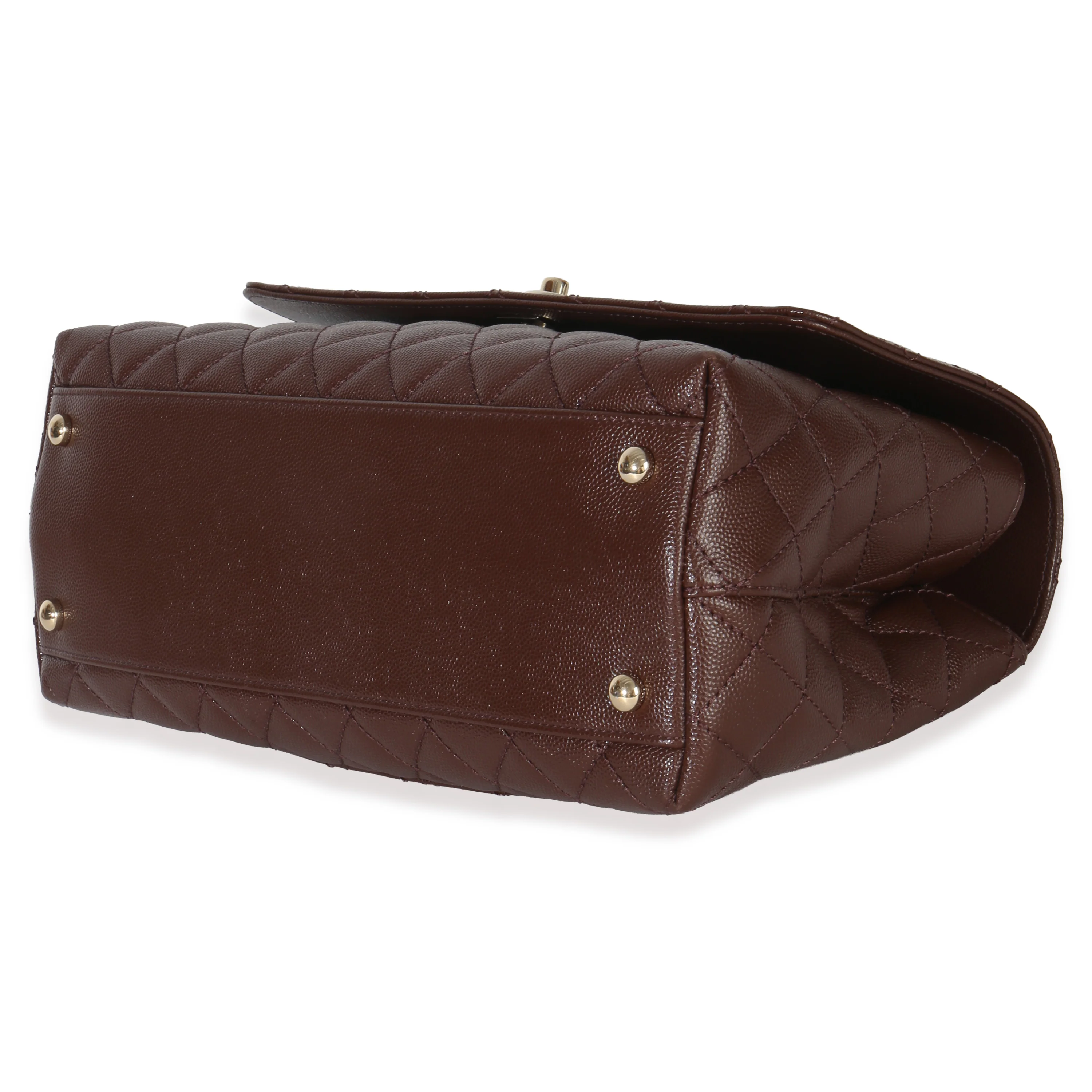 Marron Quilted Caviar Large Coco Top Handle Bag - Image 7