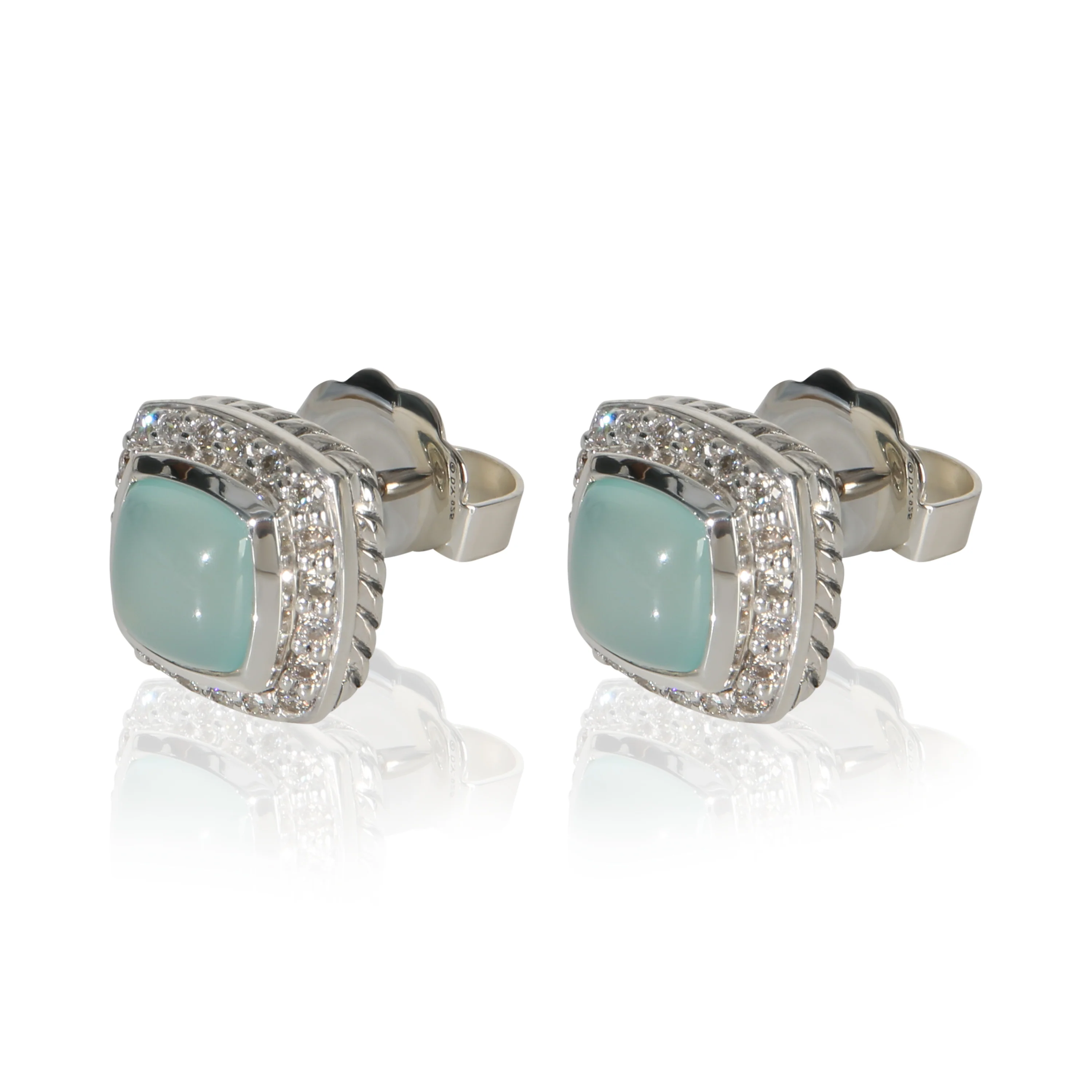 Sterling Silver Chalcedony and Diamond Albion Earrings - Image 2