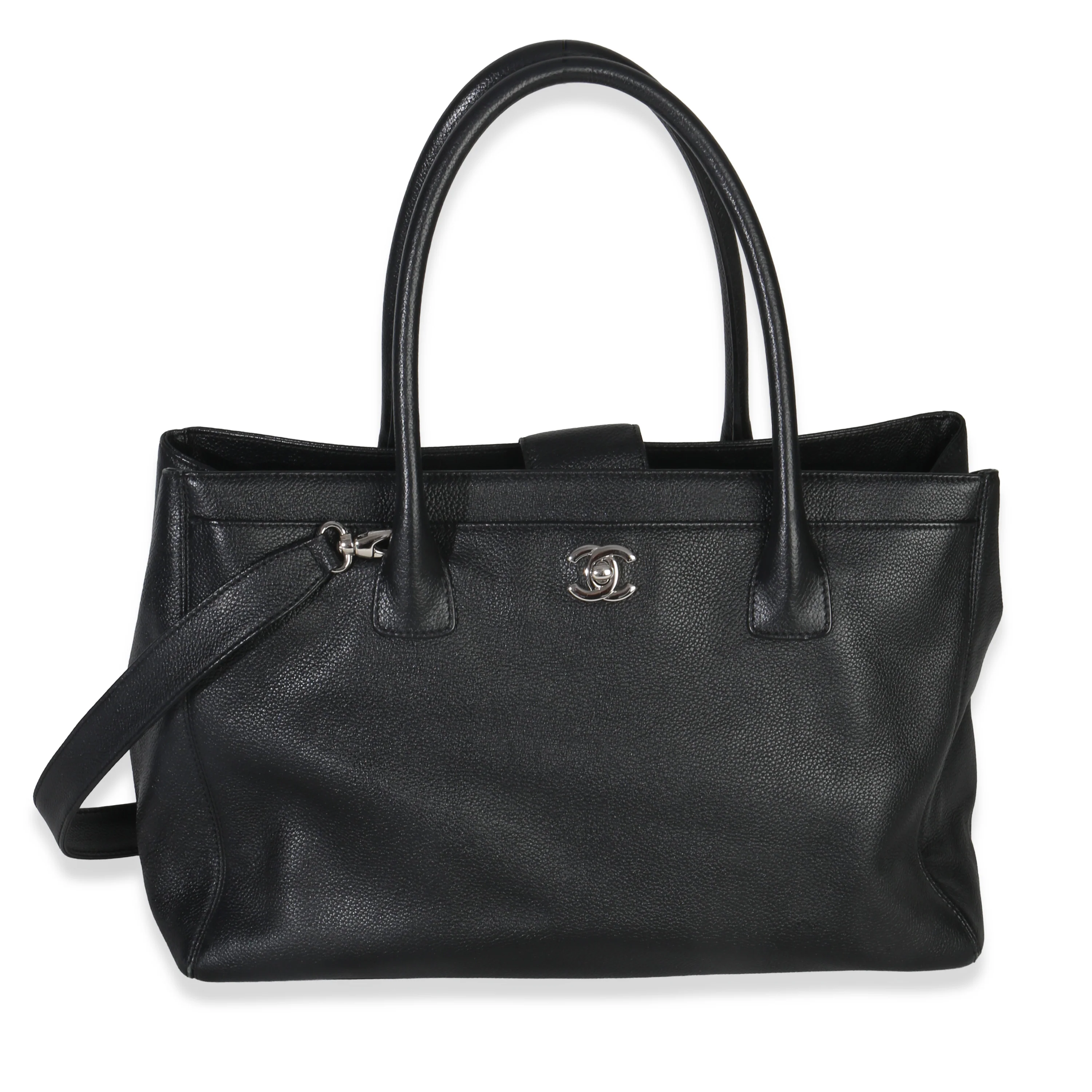 Vintage Black Grained Calfskin Medium Cerf Executive Tote
