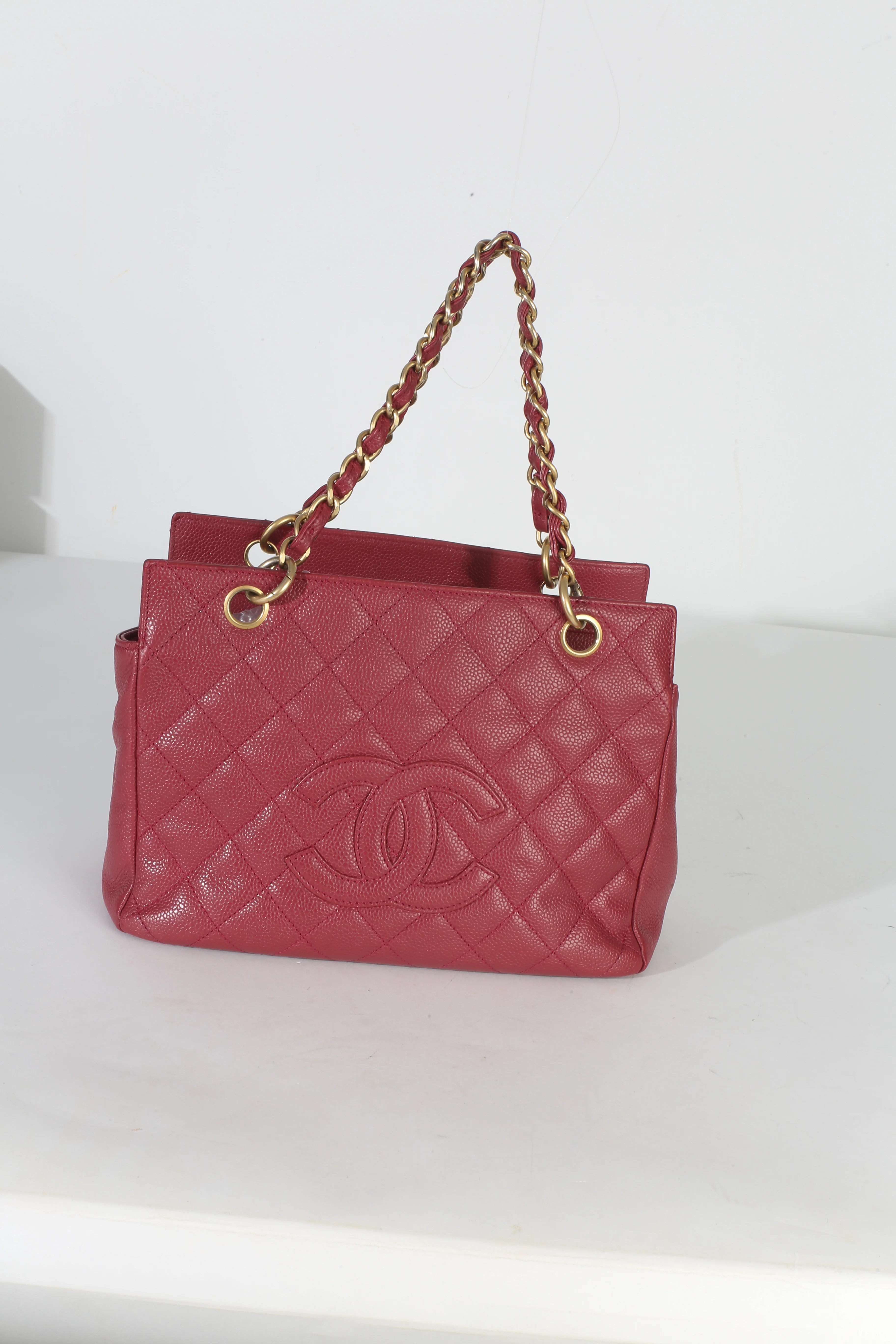 Dark Pink Quilted Caviar Petit Timeless Shopping Tote