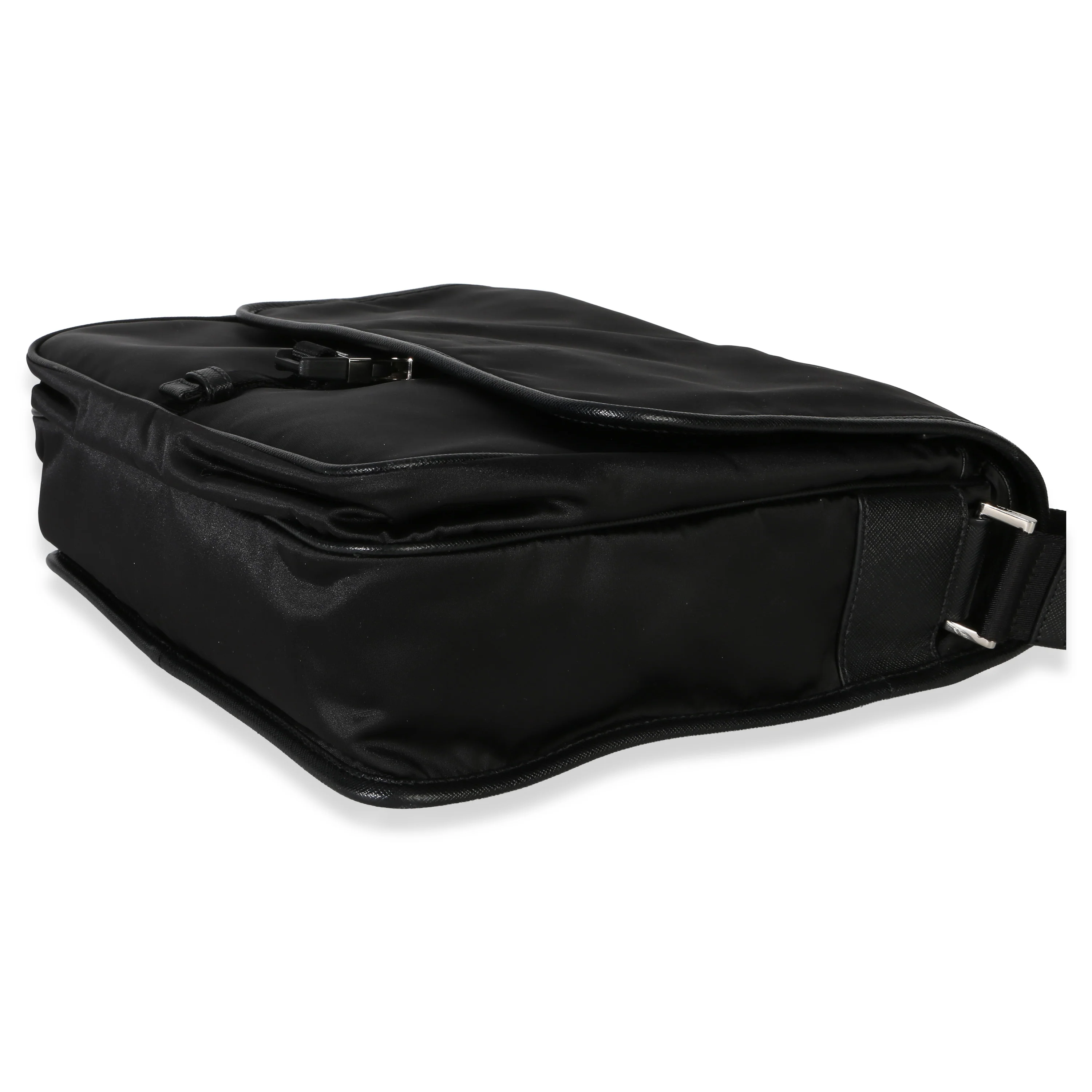 Black Nylon Saffiano Logo Buckle Messenger Bag - Image 7