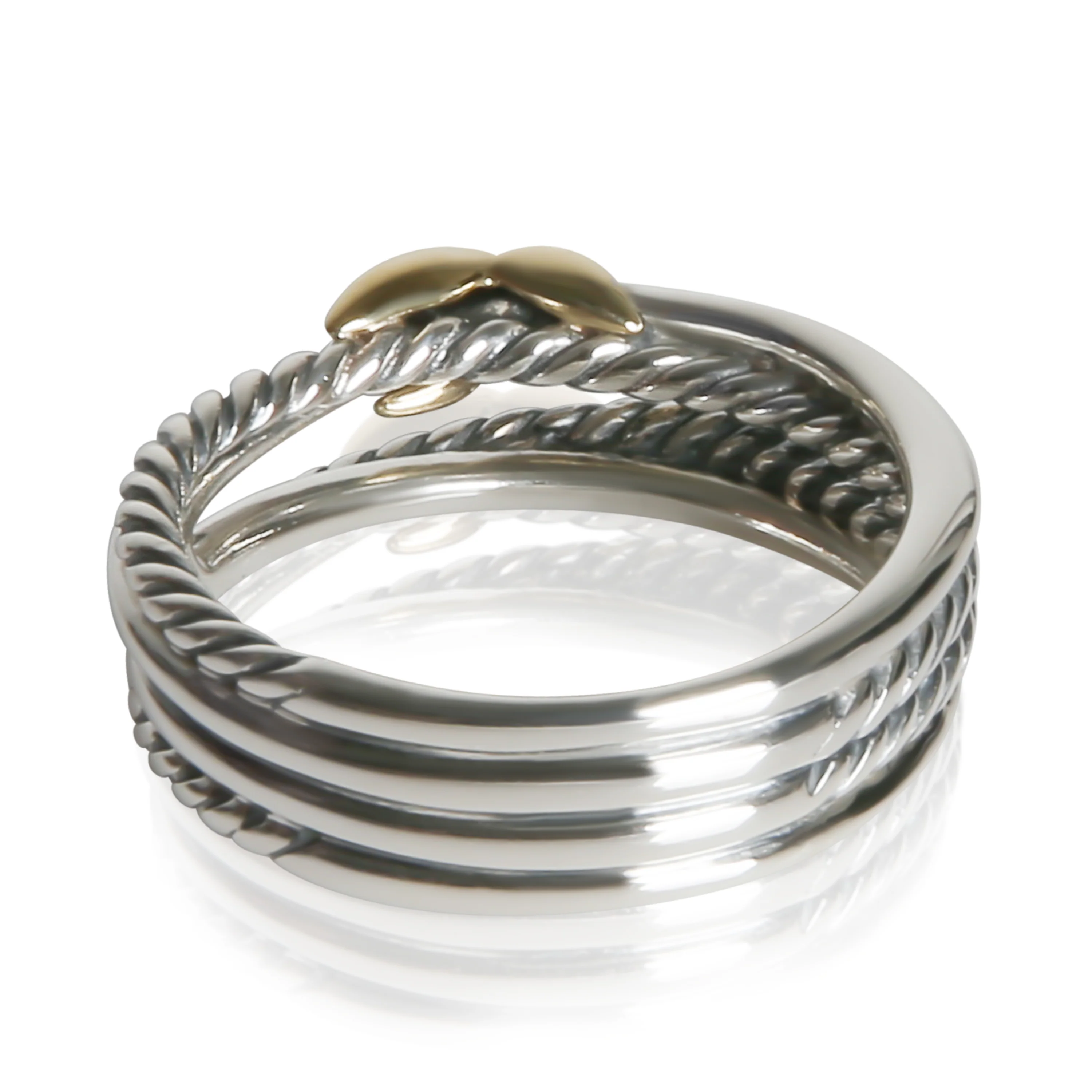 Yellow Gold & Sterling Silver  Crossover X Ring - Image 3