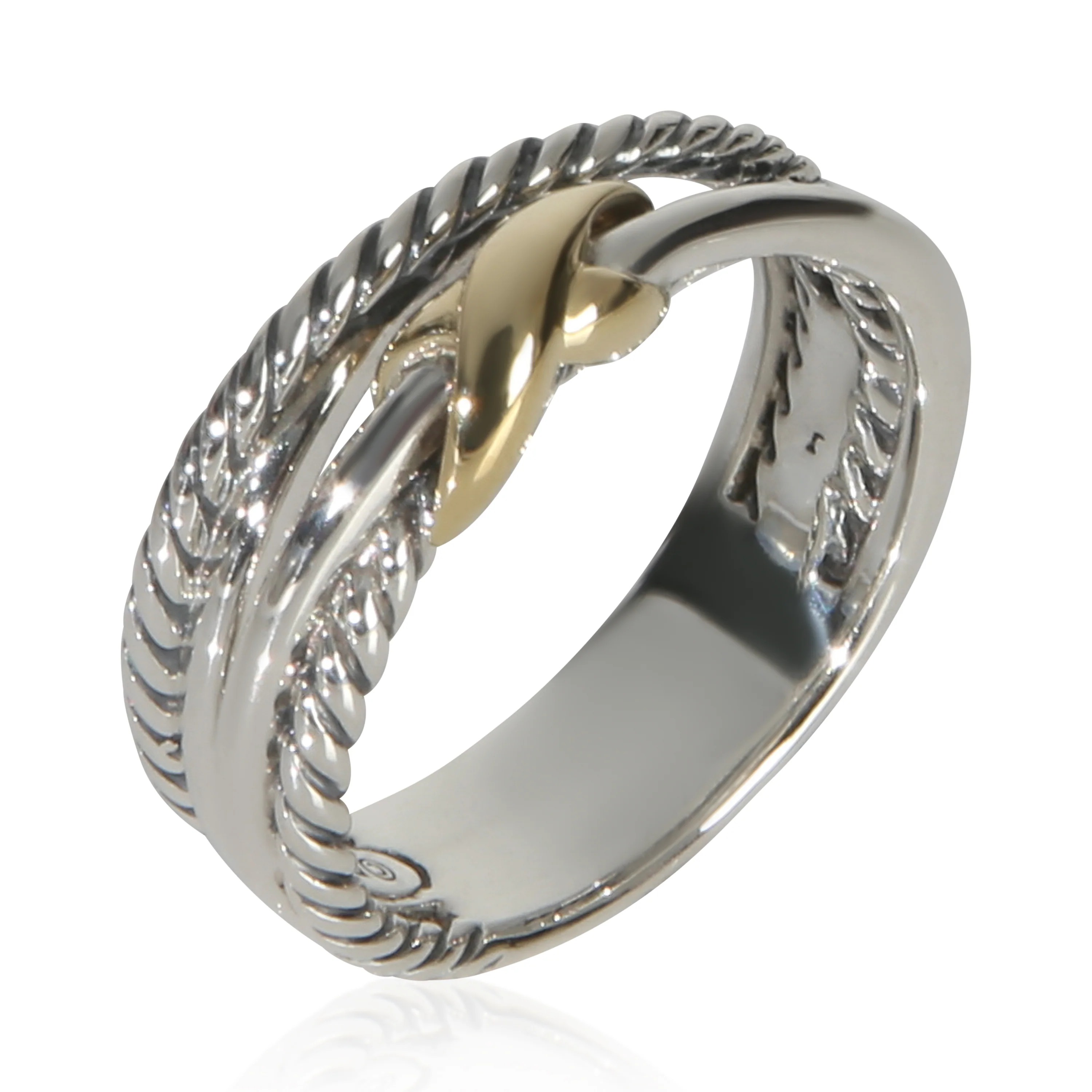 Yellow Gold & Sterling Silver  Crossover X Ring - Image 4