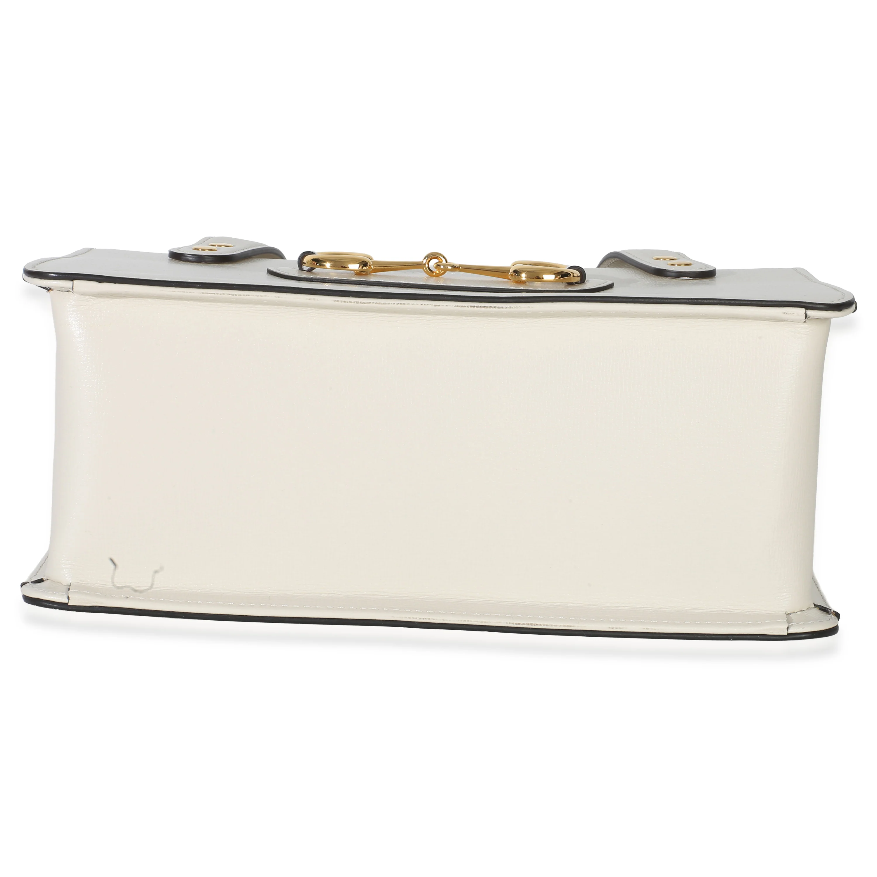 Mystic White Calfskin Small Horsebit 1955 Foldover Top Handle Bag - Image 5