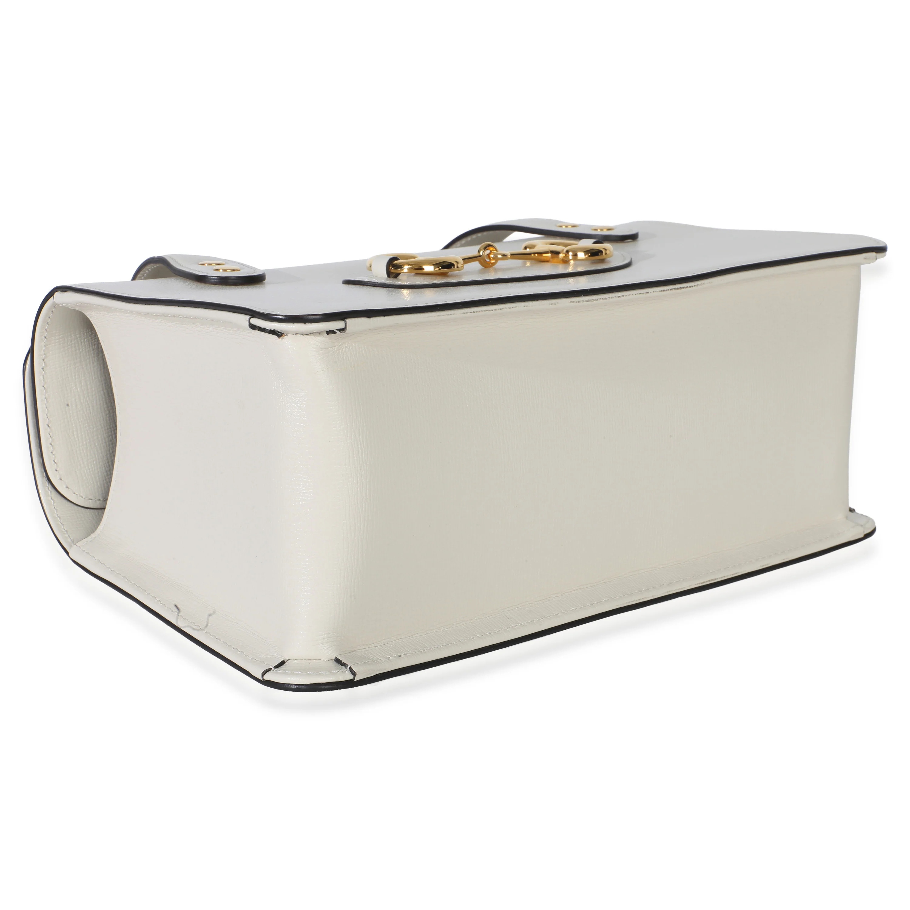 Mystic White Calfskin Small Horsebit 1955 Foldover Top Handle Bag - Image 6