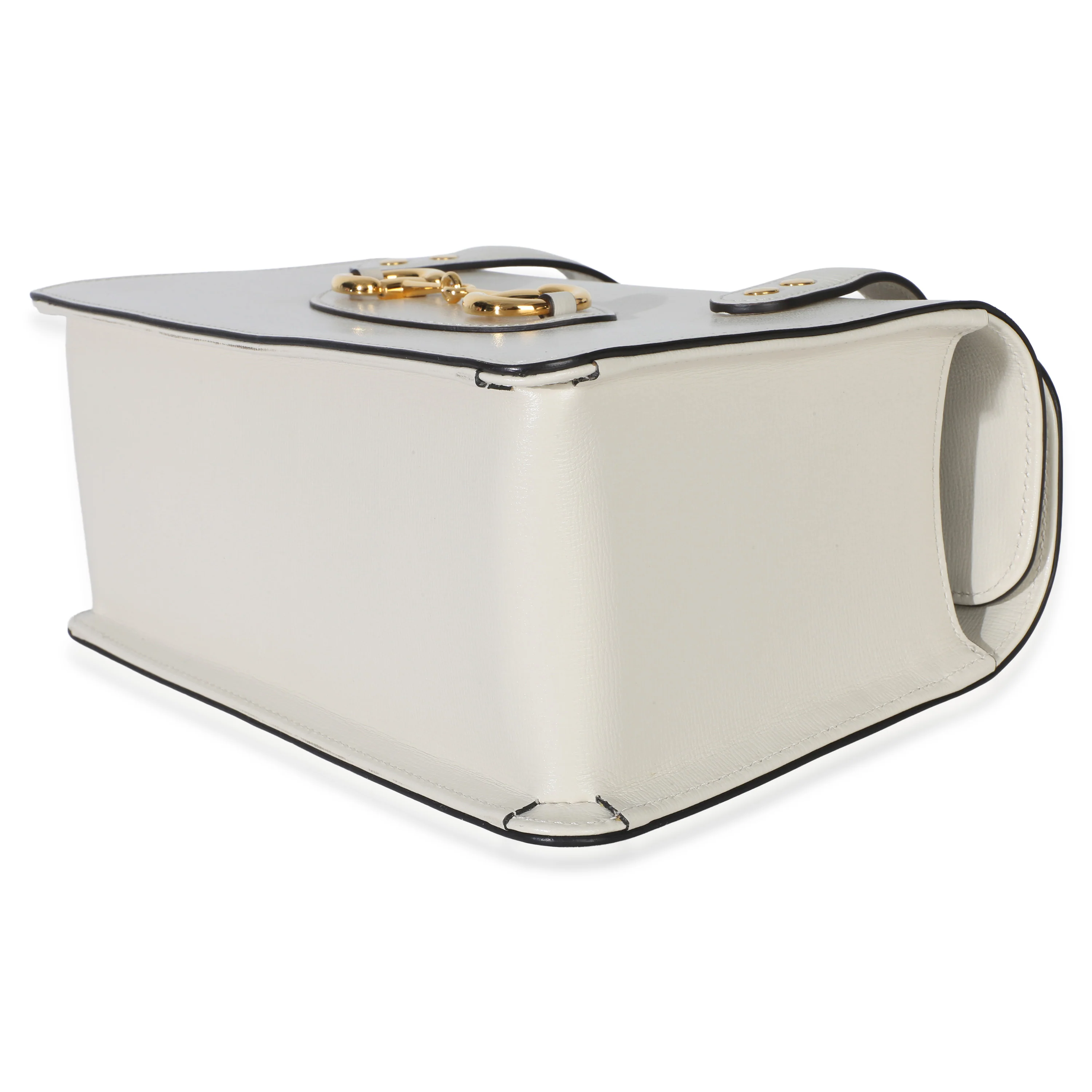 Mystic White Calfskin Small Horsebit 1955 Foldover Top Handle Bag - Image 7