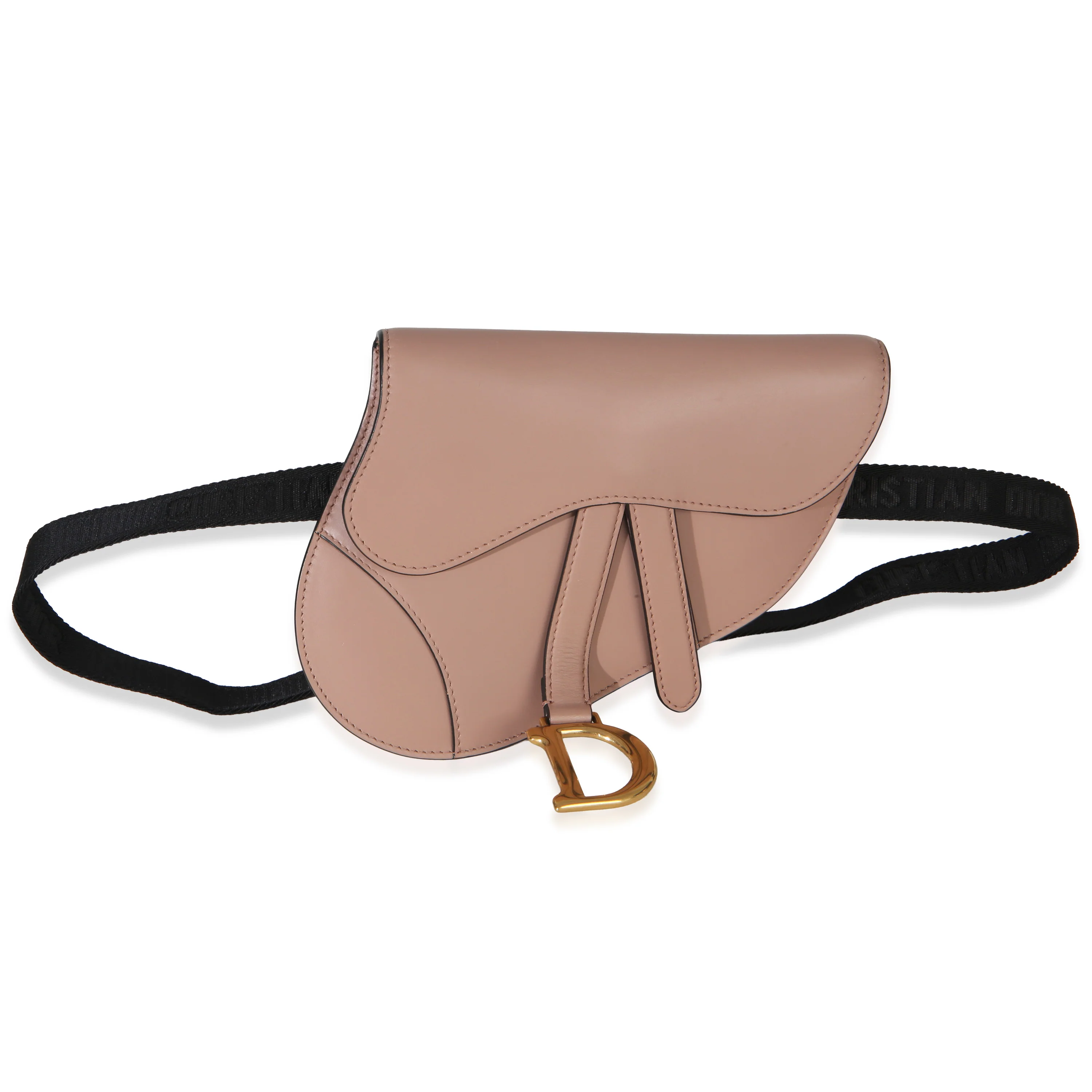 Pink Calfskin Saddle Belt Pouch