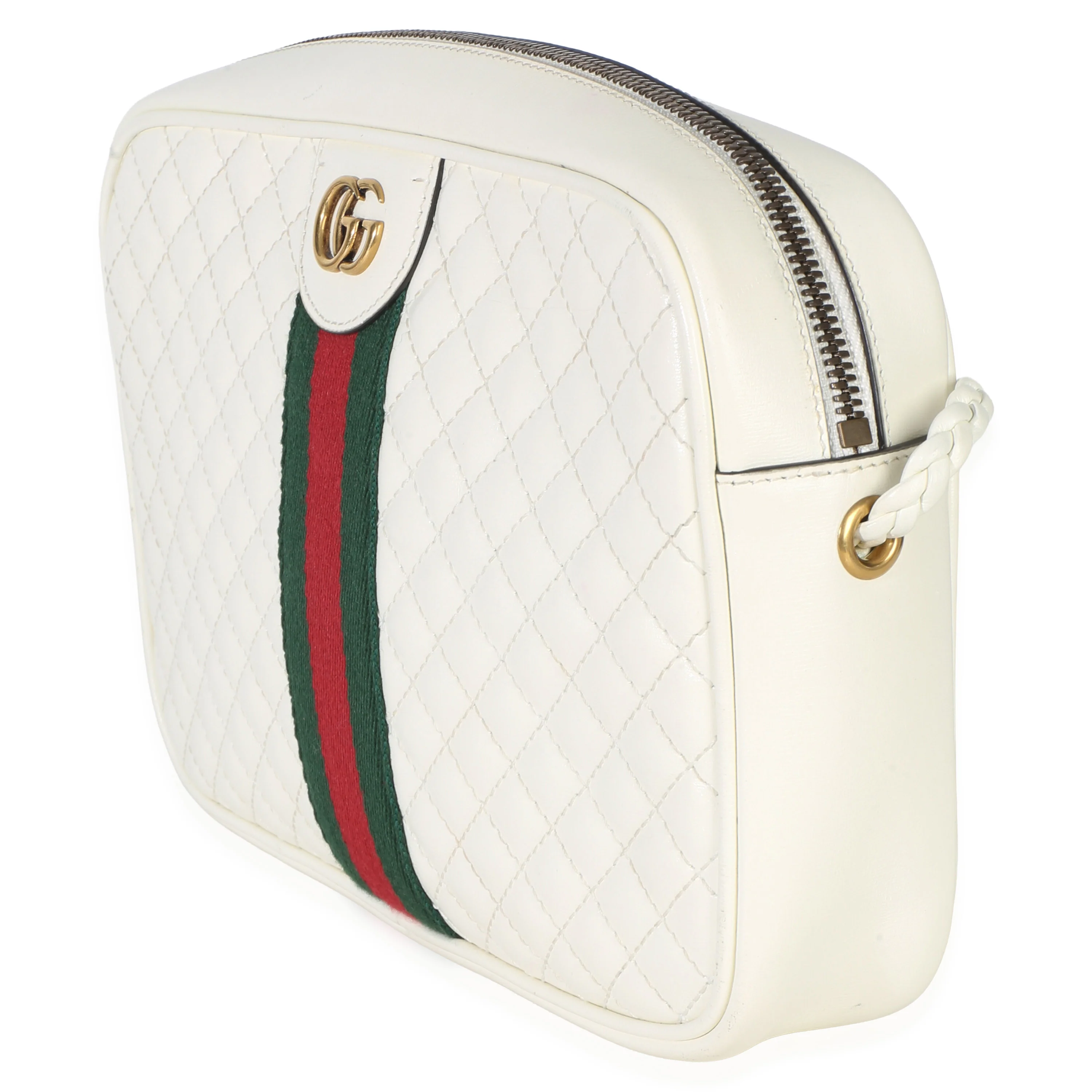 White Calfskin Web Trapuntata Medium GG Shoulder Bag - Image 2