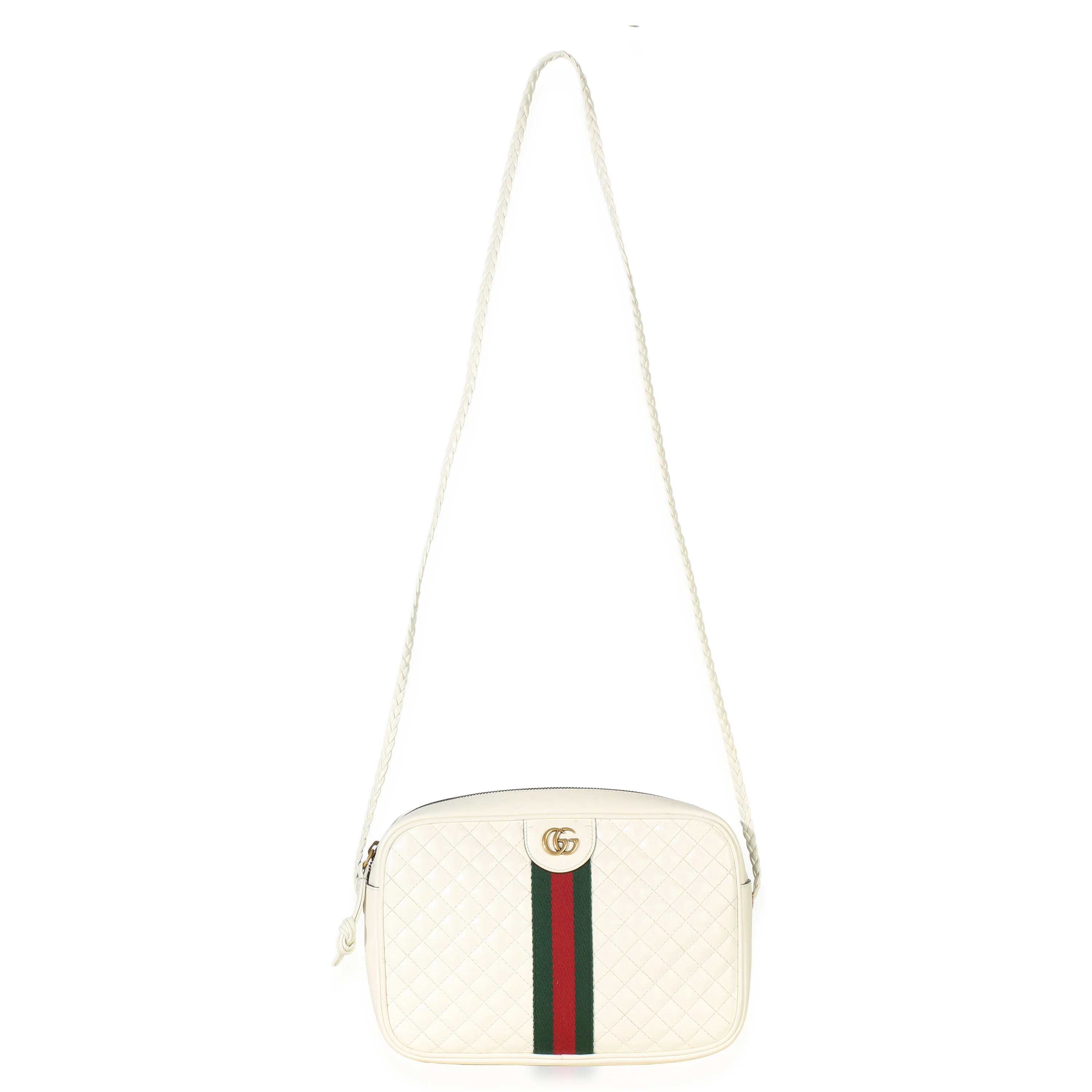 White Calfskin Web Trapuntata Medium GG Shoulder Bag - Image 8