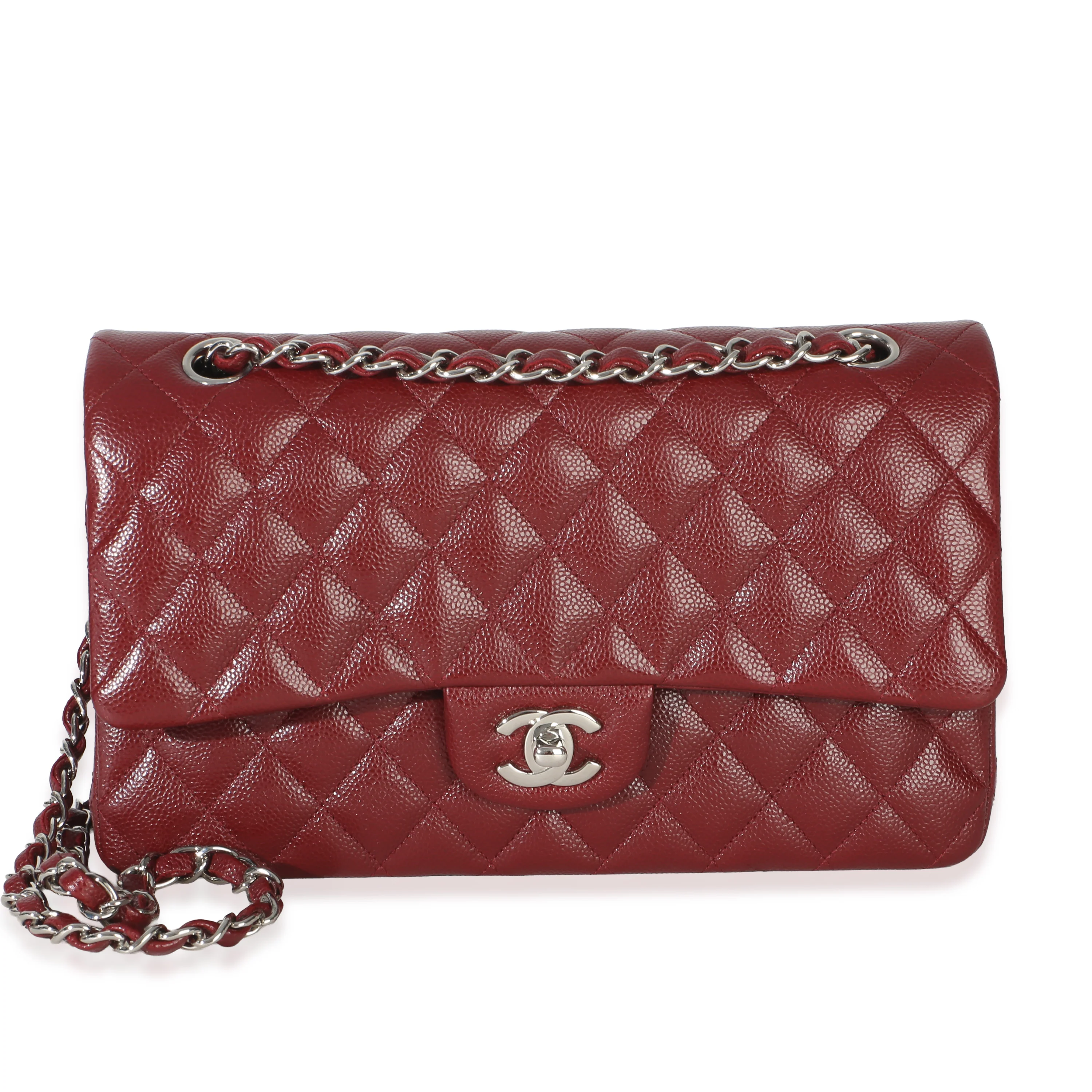 Red Quilted Caviar Medium Classic Double Flap Bag