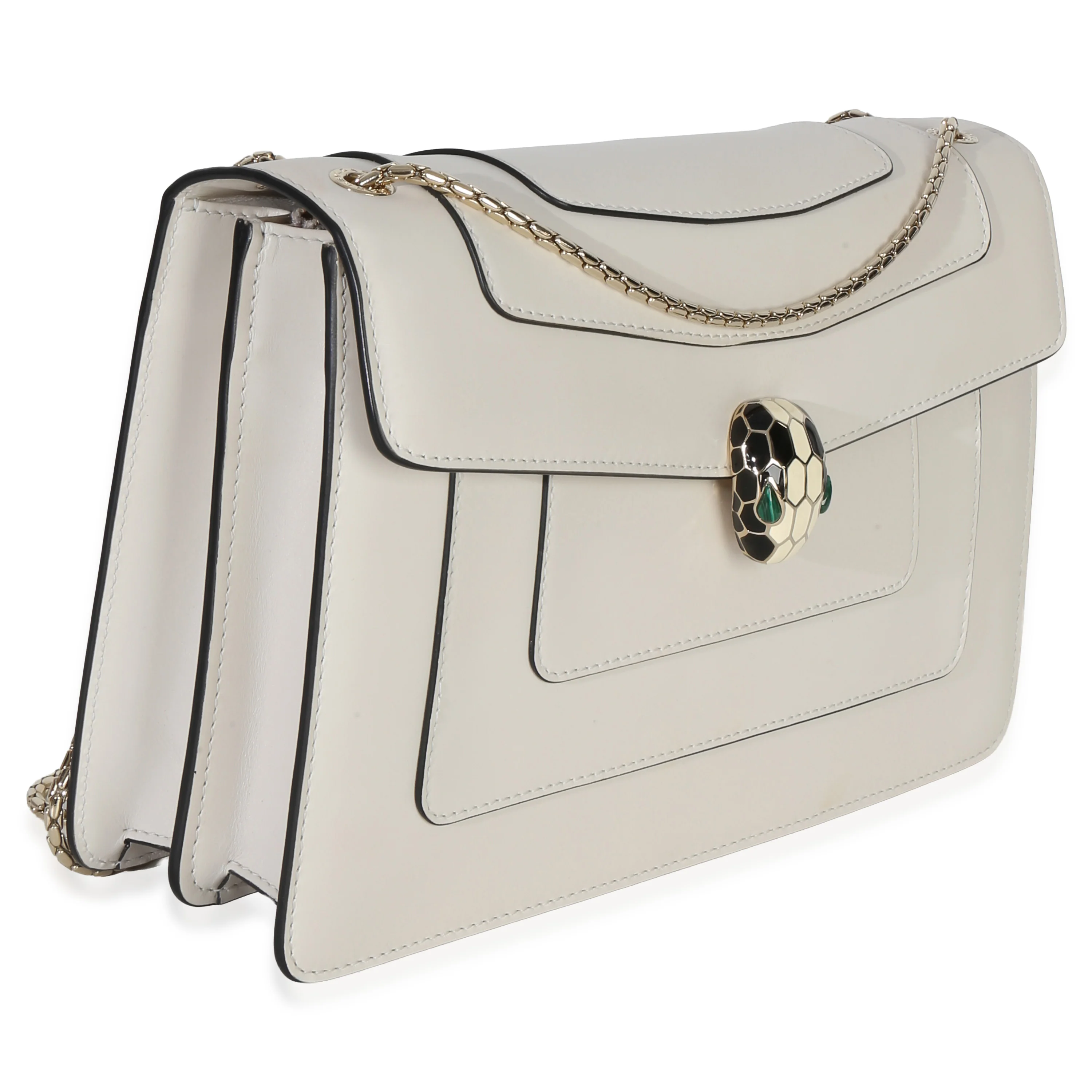 Bvlgari White Smooth Calfskin Serpenti Forever Shoulder Bag - Image 3