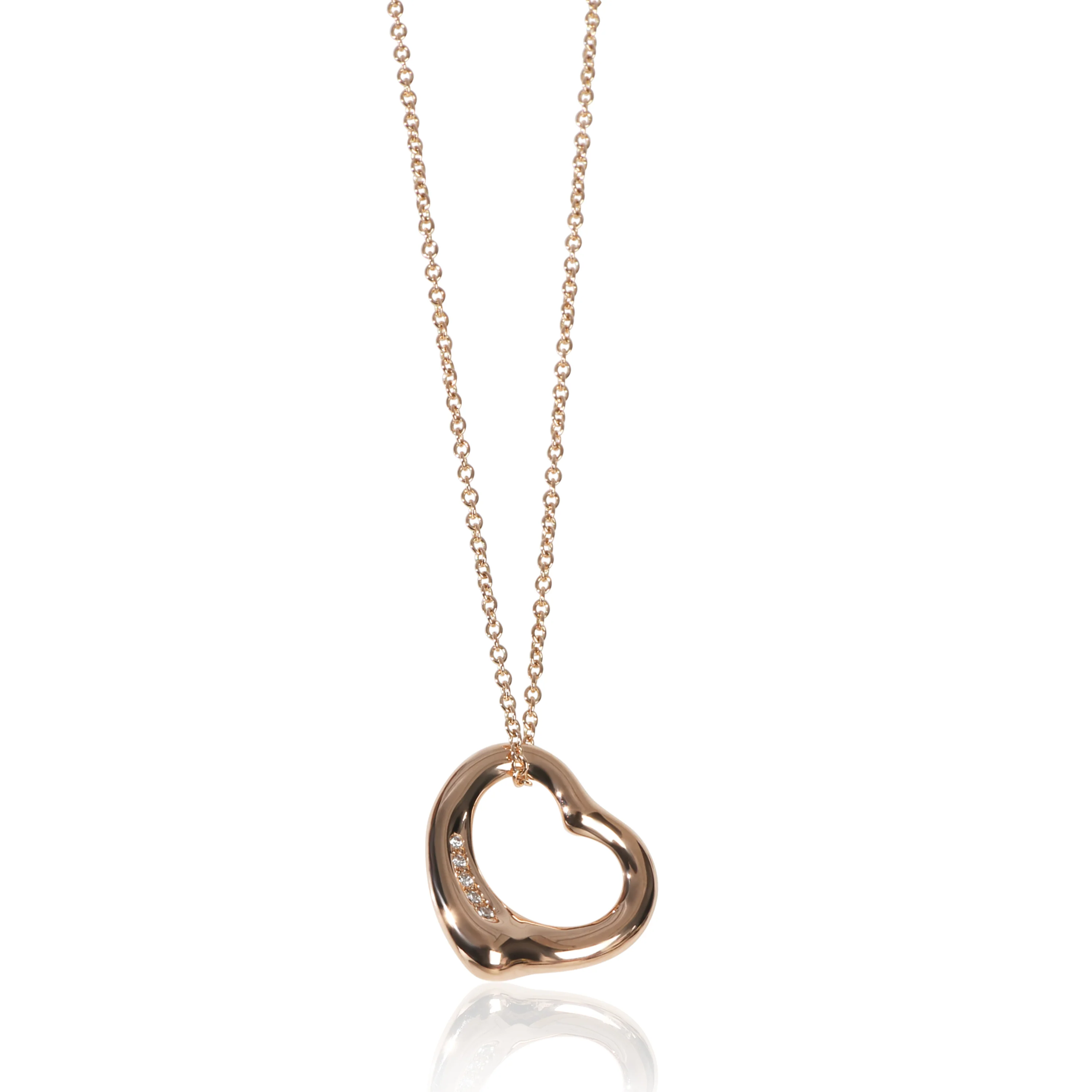 Rose Gold Diamond Elsa Peretti Open Heart Pendant