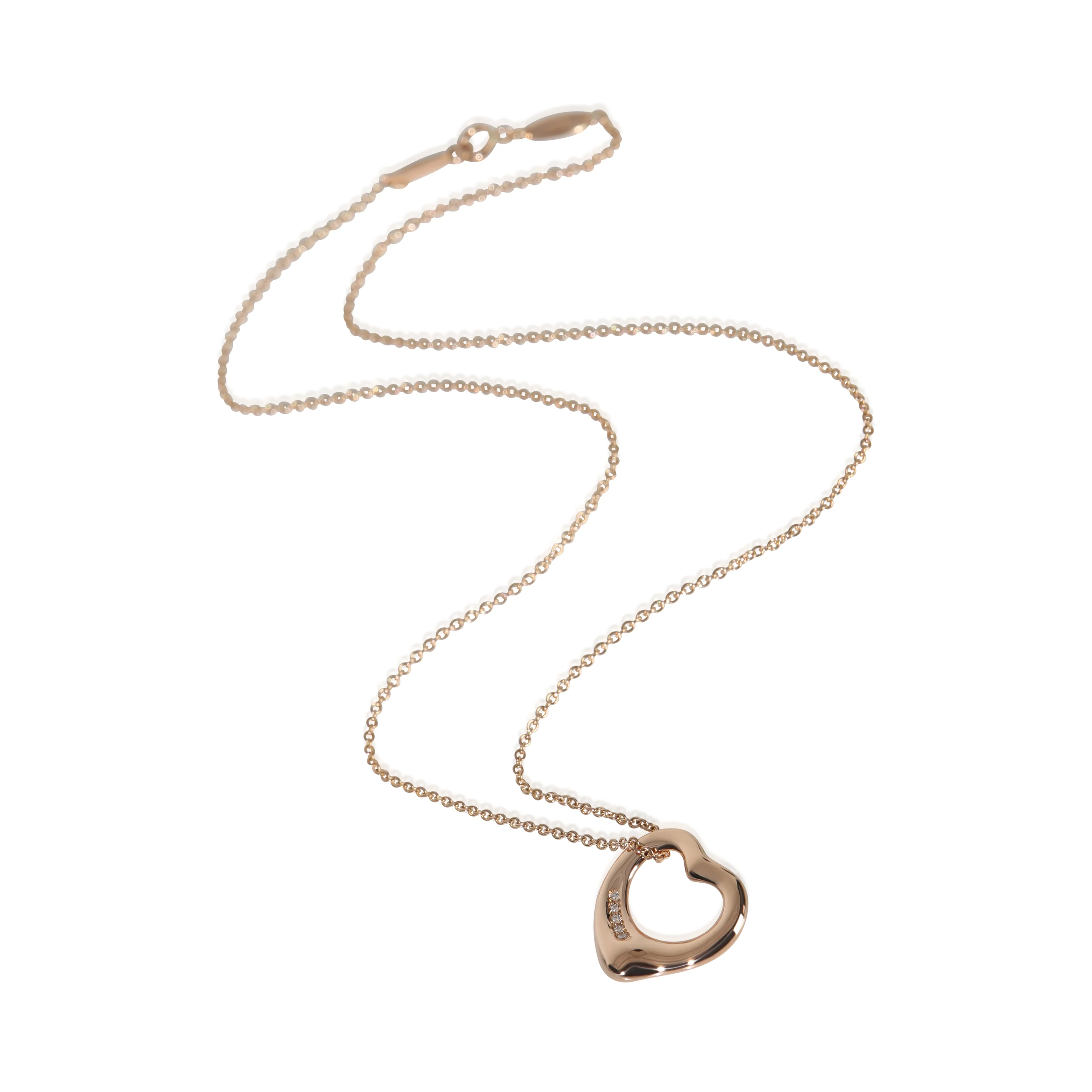 Rose Gold Diamond Elsa Peretti Open Heart Pendant - Image 2