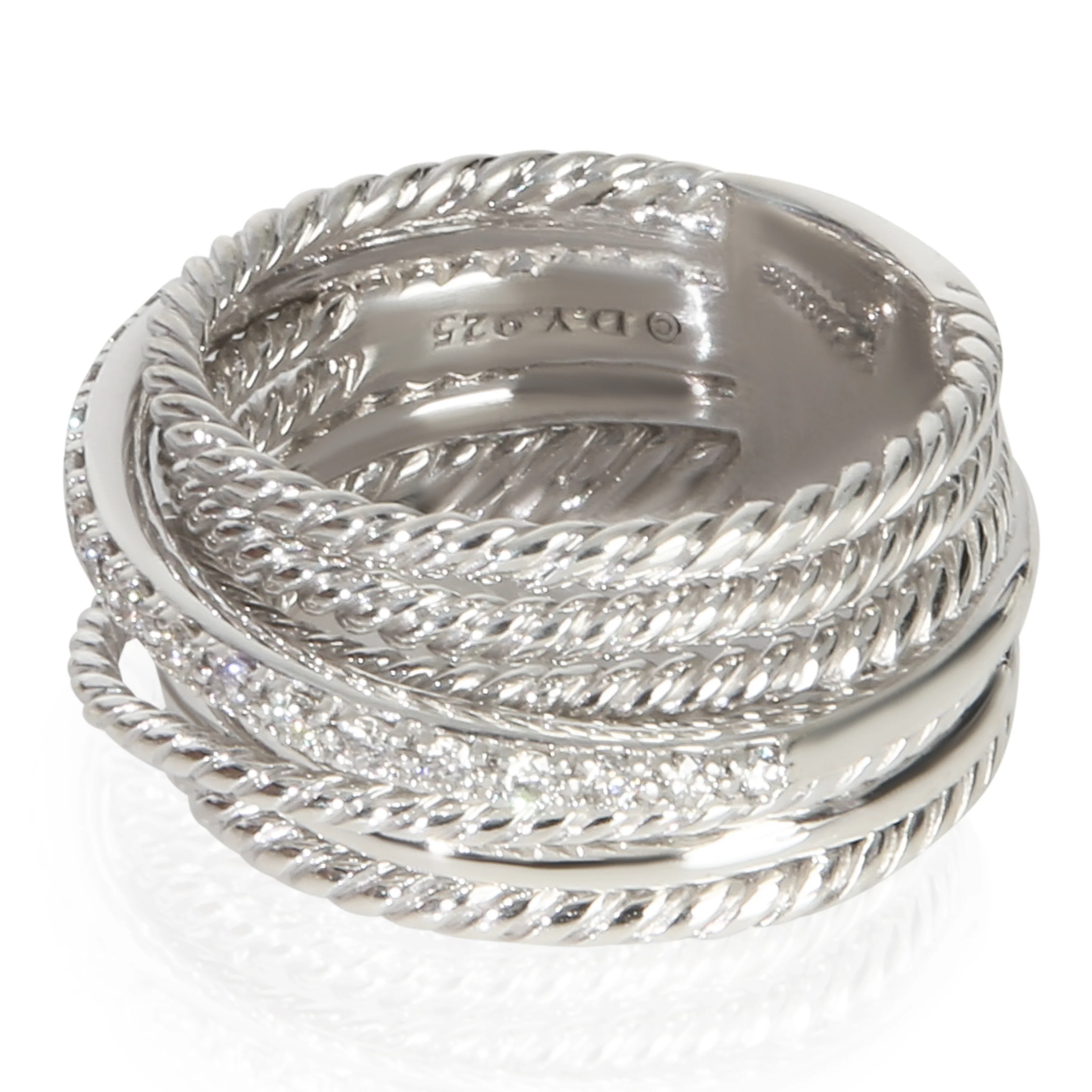 Sterling Silver Diamond Crossover Ring - Image 2