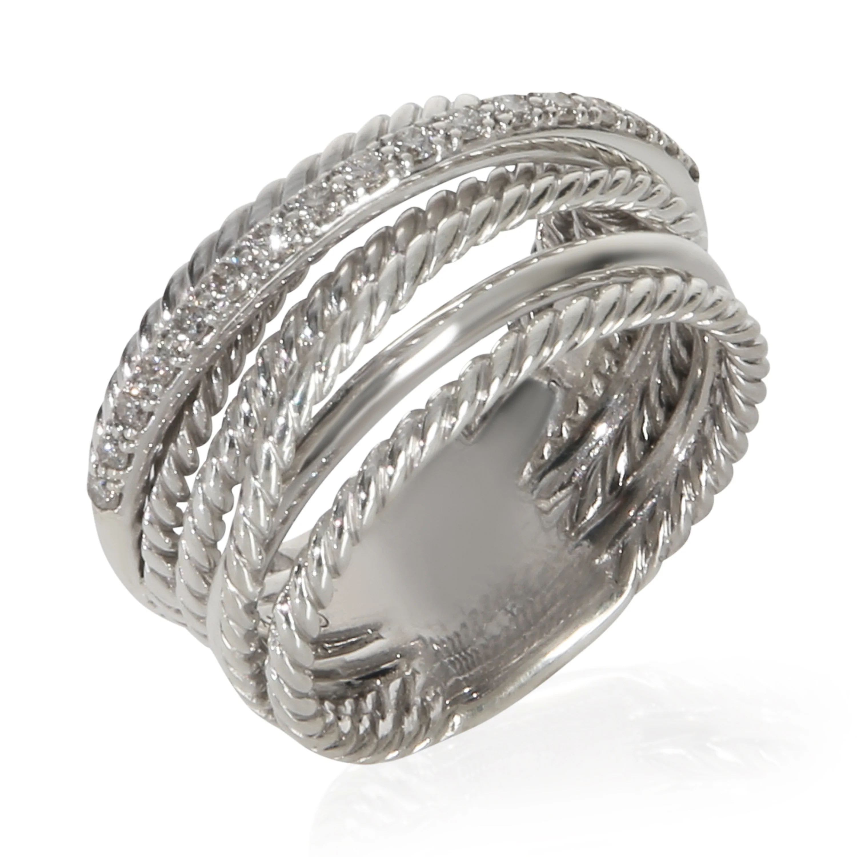 Sterling Silver Diamond Crossover Ring - Image 3