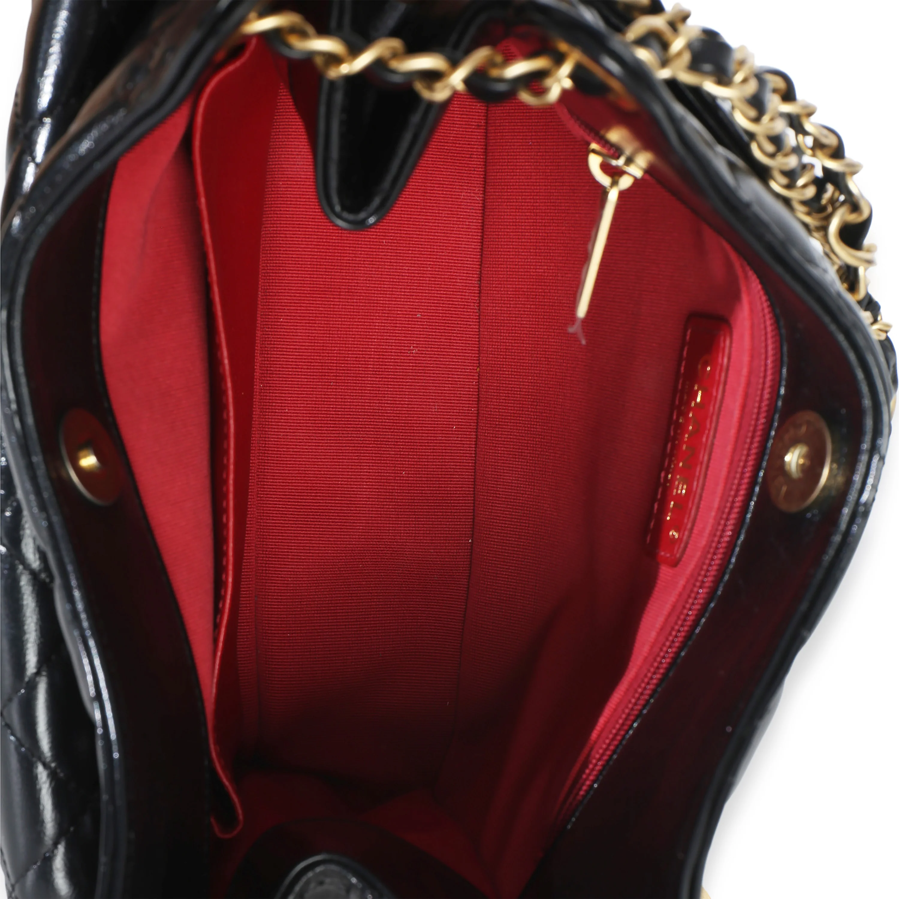 Black Quilted Shiny Crumpled Calfskin Small Wavy CC Hobo - Image 9