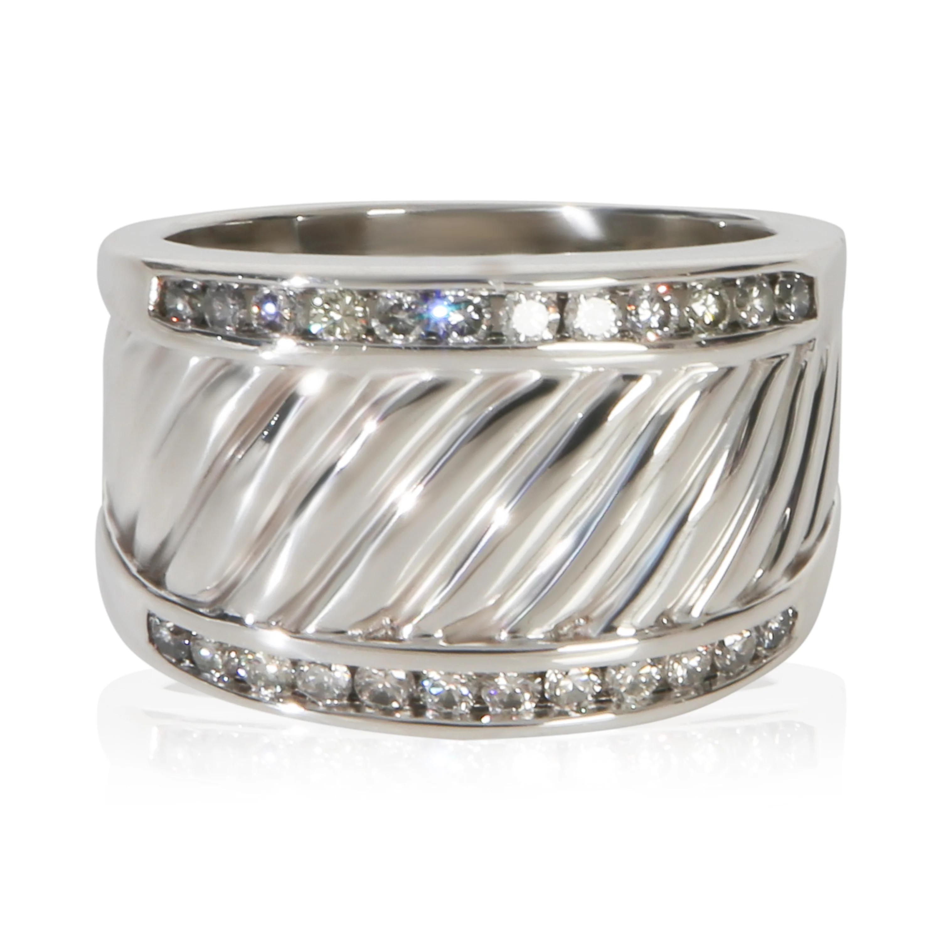 Sterling Silver Diamond Cigar Ring