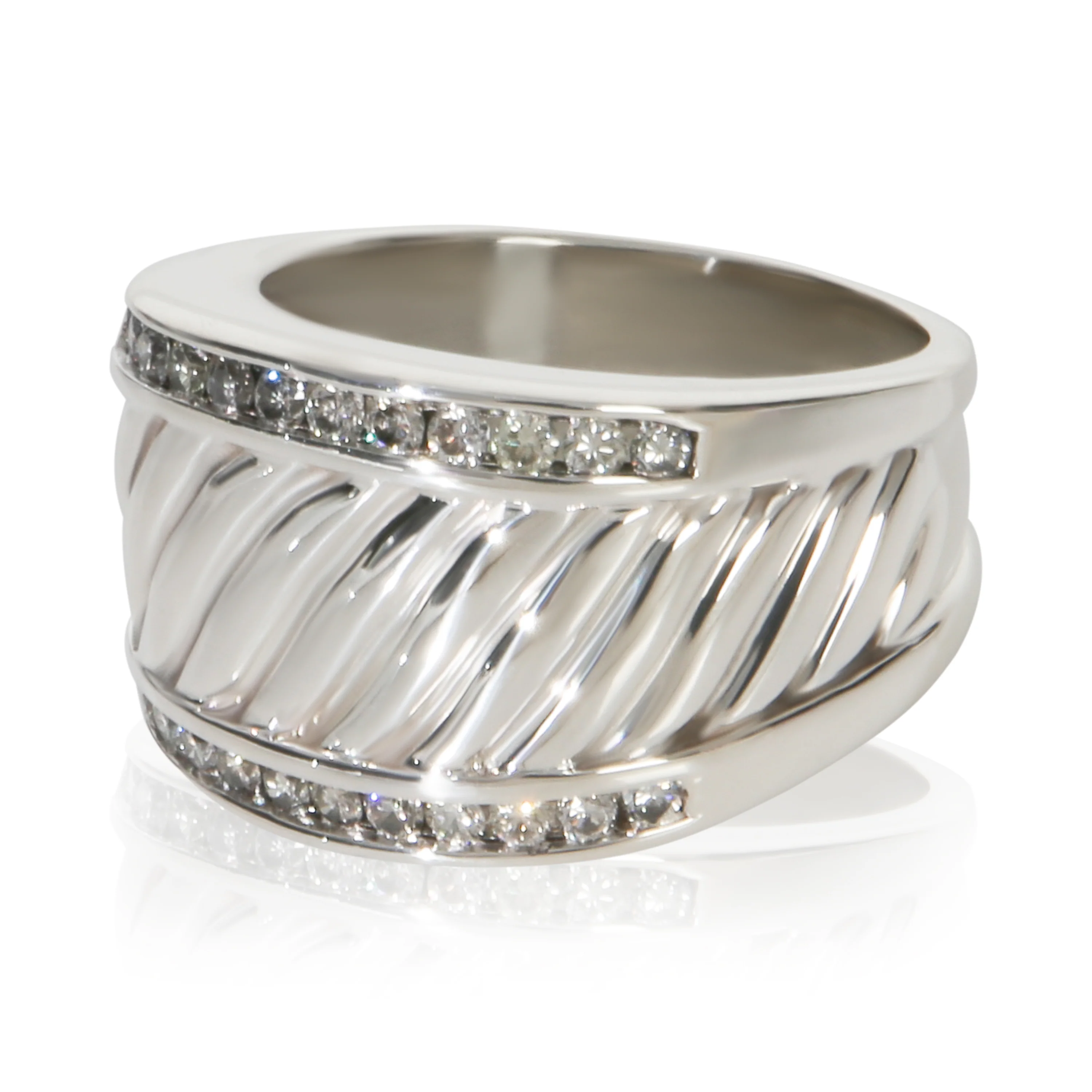 Sterling Silver Diamond Cigar Ring - Image 2