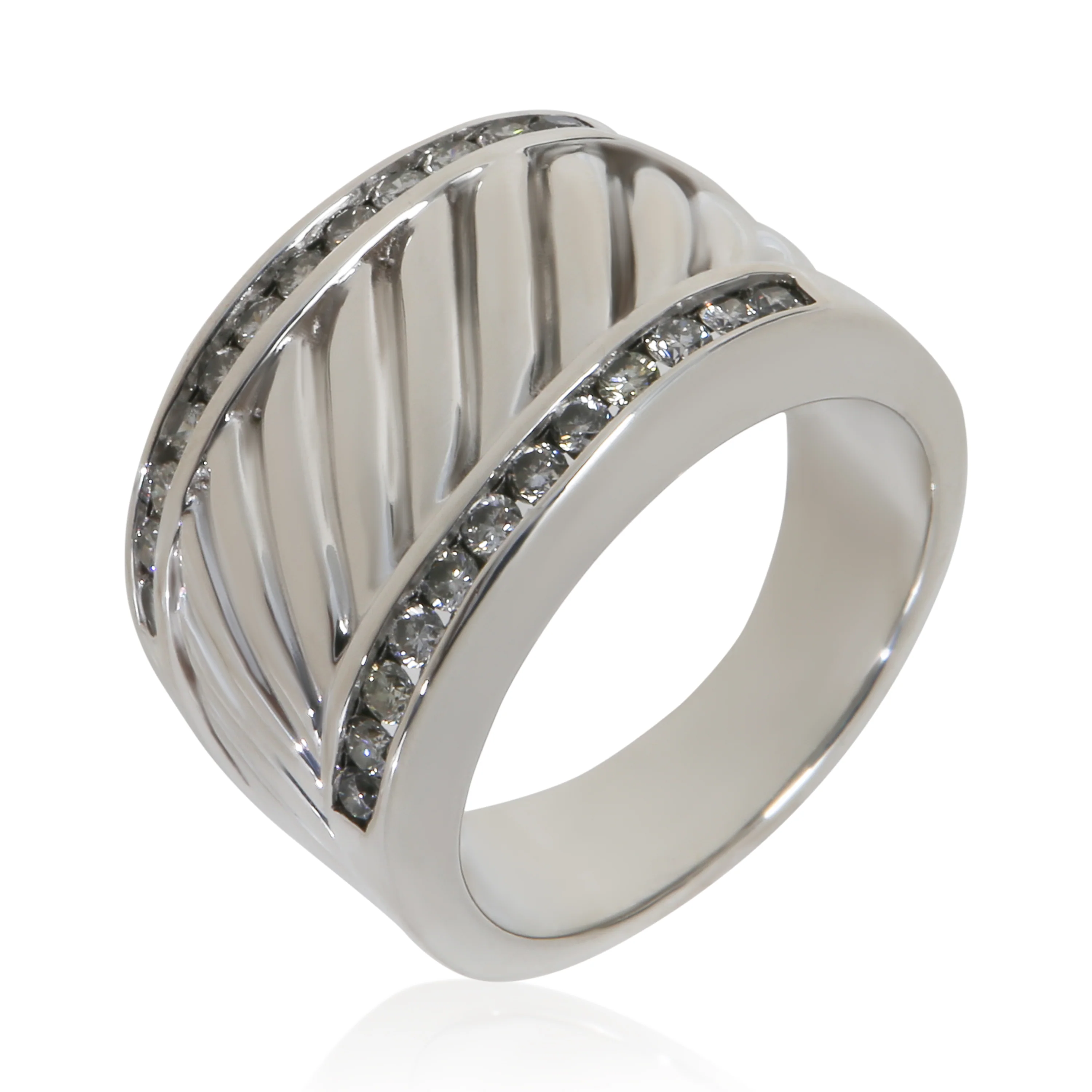 Sterling Silver Diamond Cigar Ring - Image 3