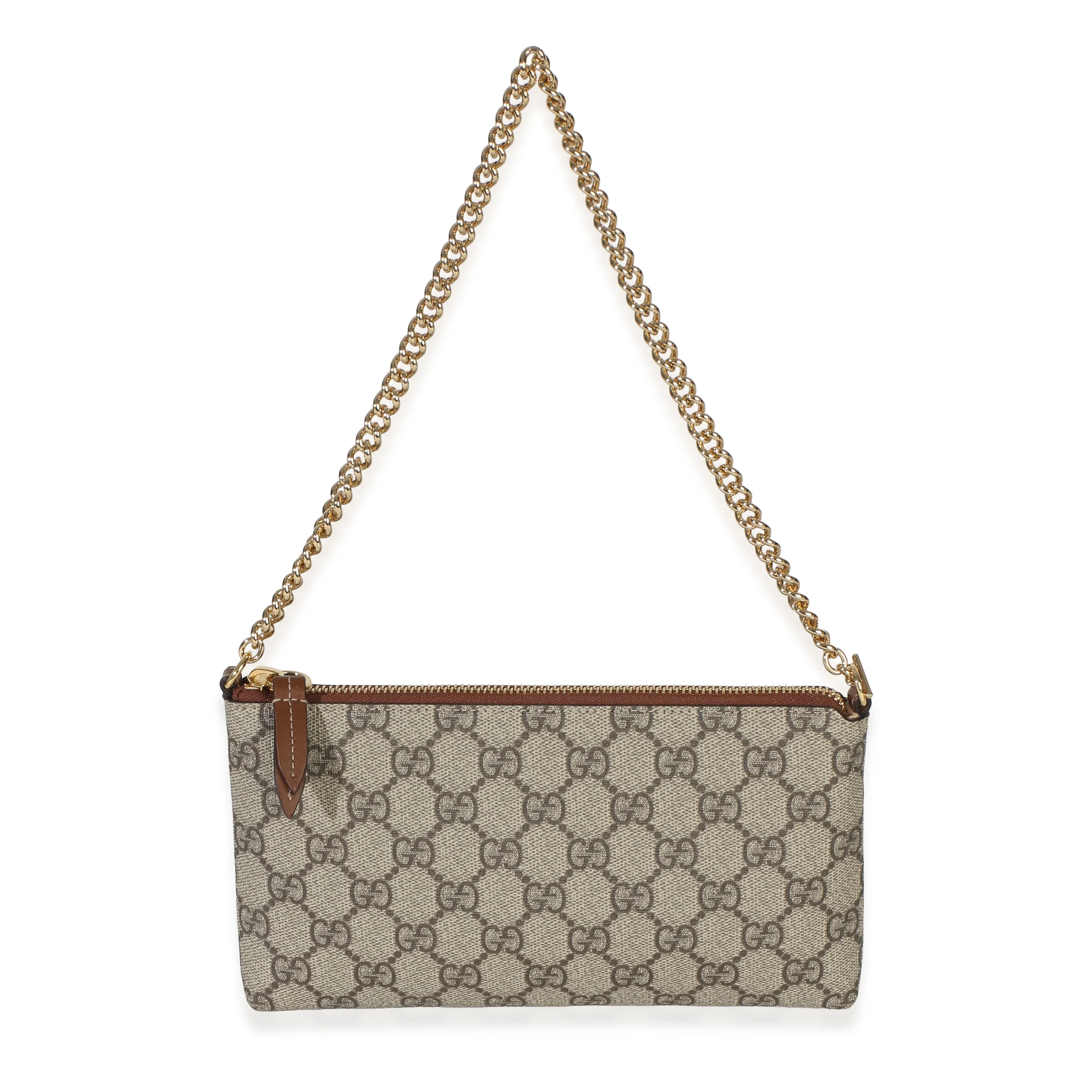 Beige GG Supreme Canvas Pochette With Chain