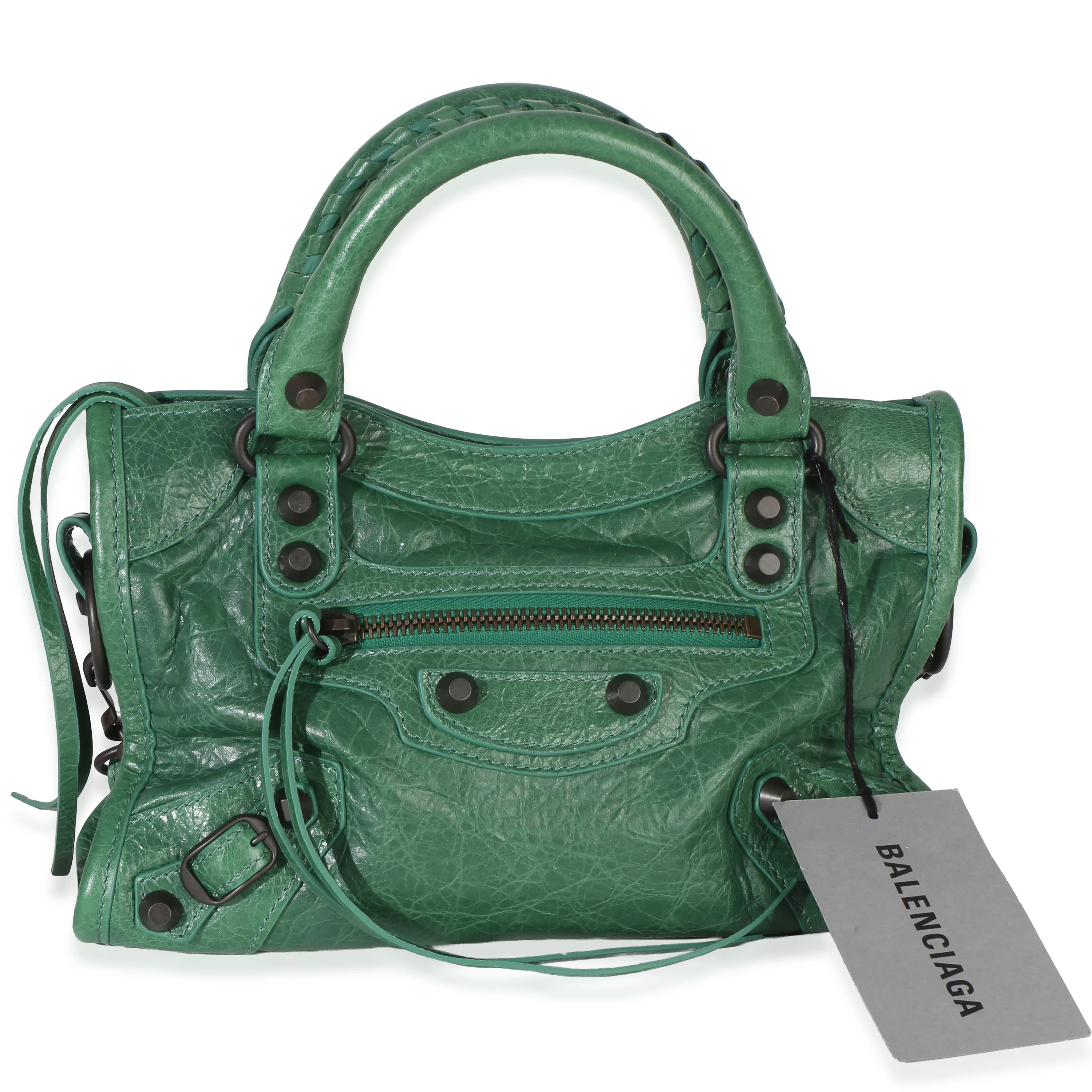 Green Agneau Arena Classic Hardware Small Le City Bag