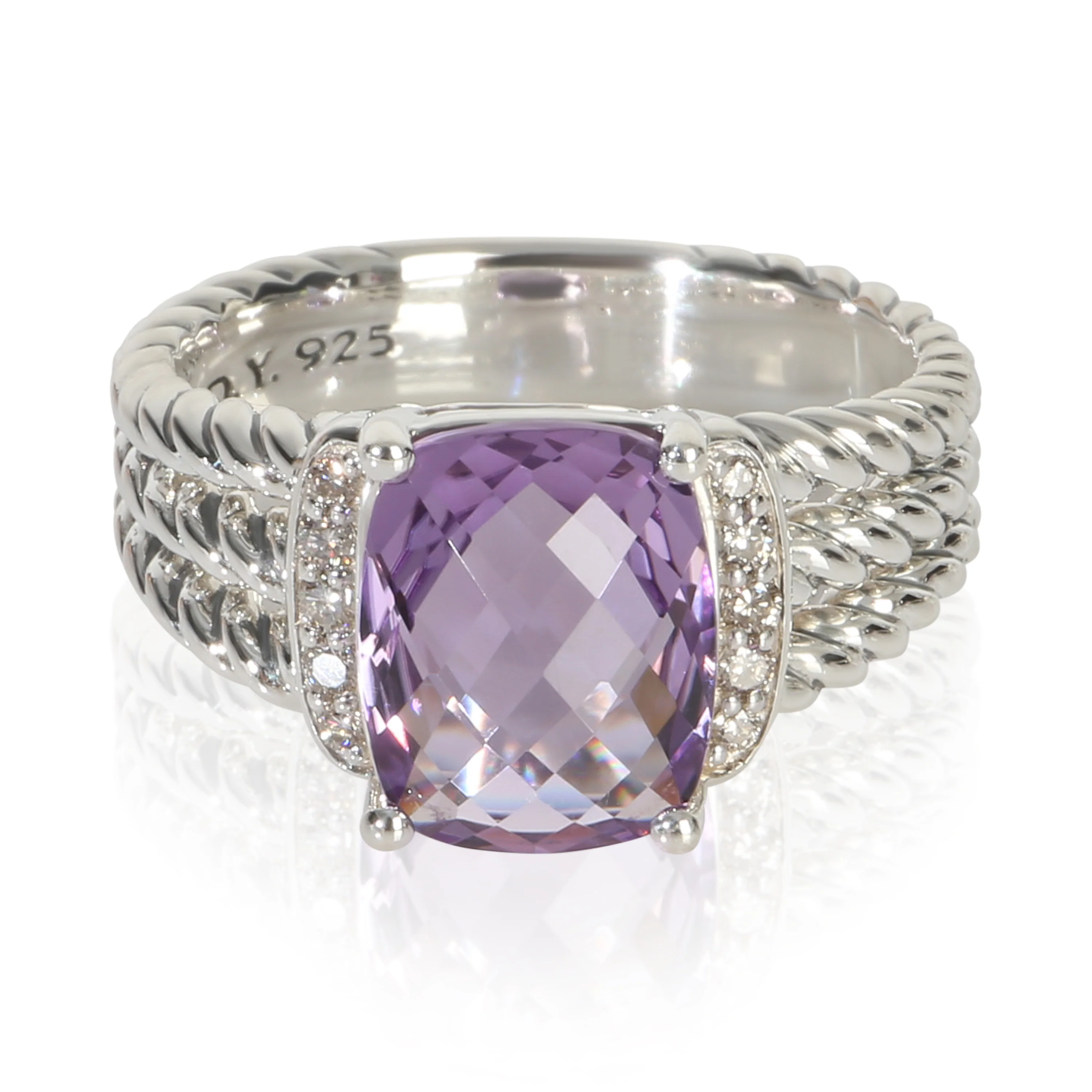 Sterling Silver Amethyst and Diamond Petite Wheaton Ring