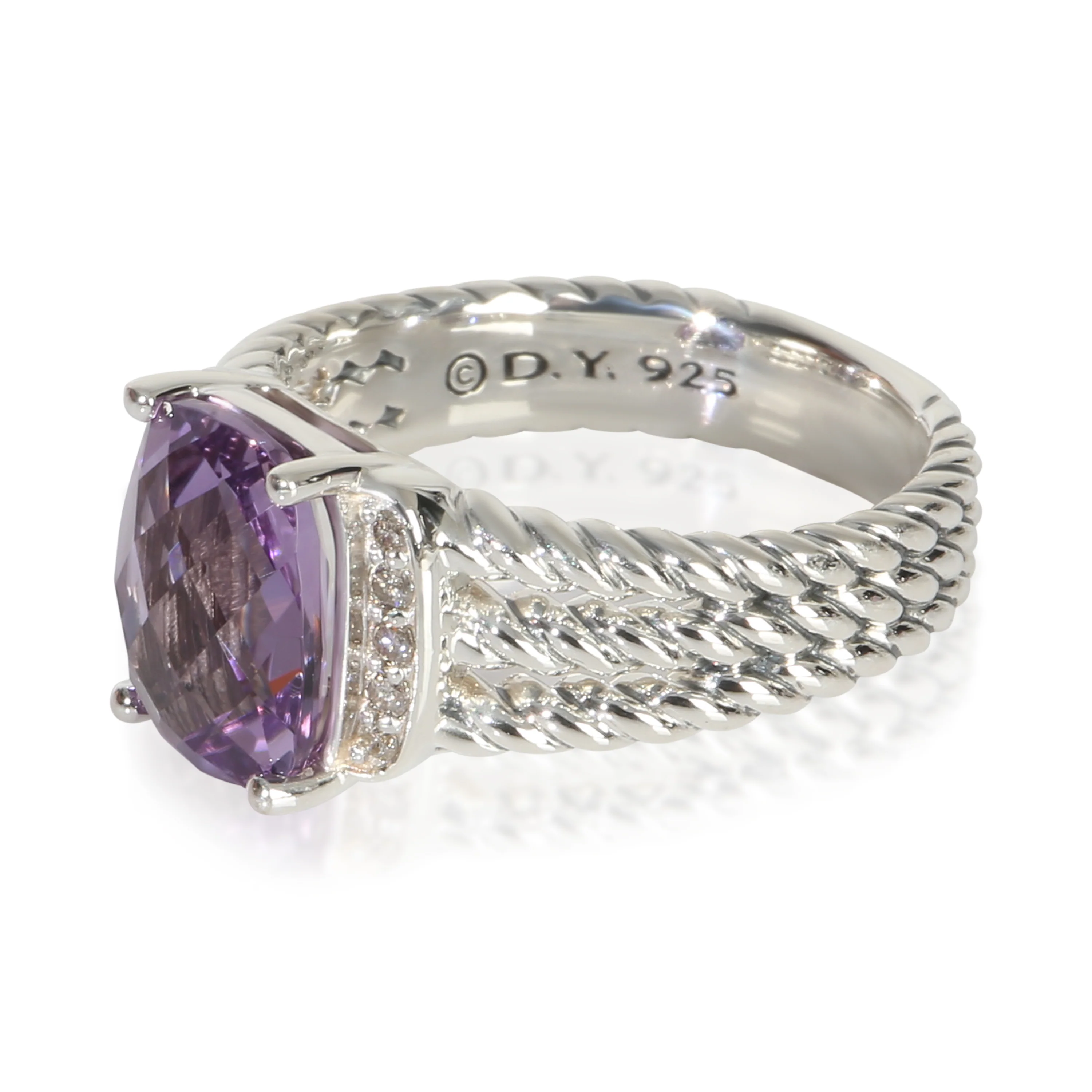 Sterling Silver Amethyst and Diamond Petite Wheaton Ring - Image 2