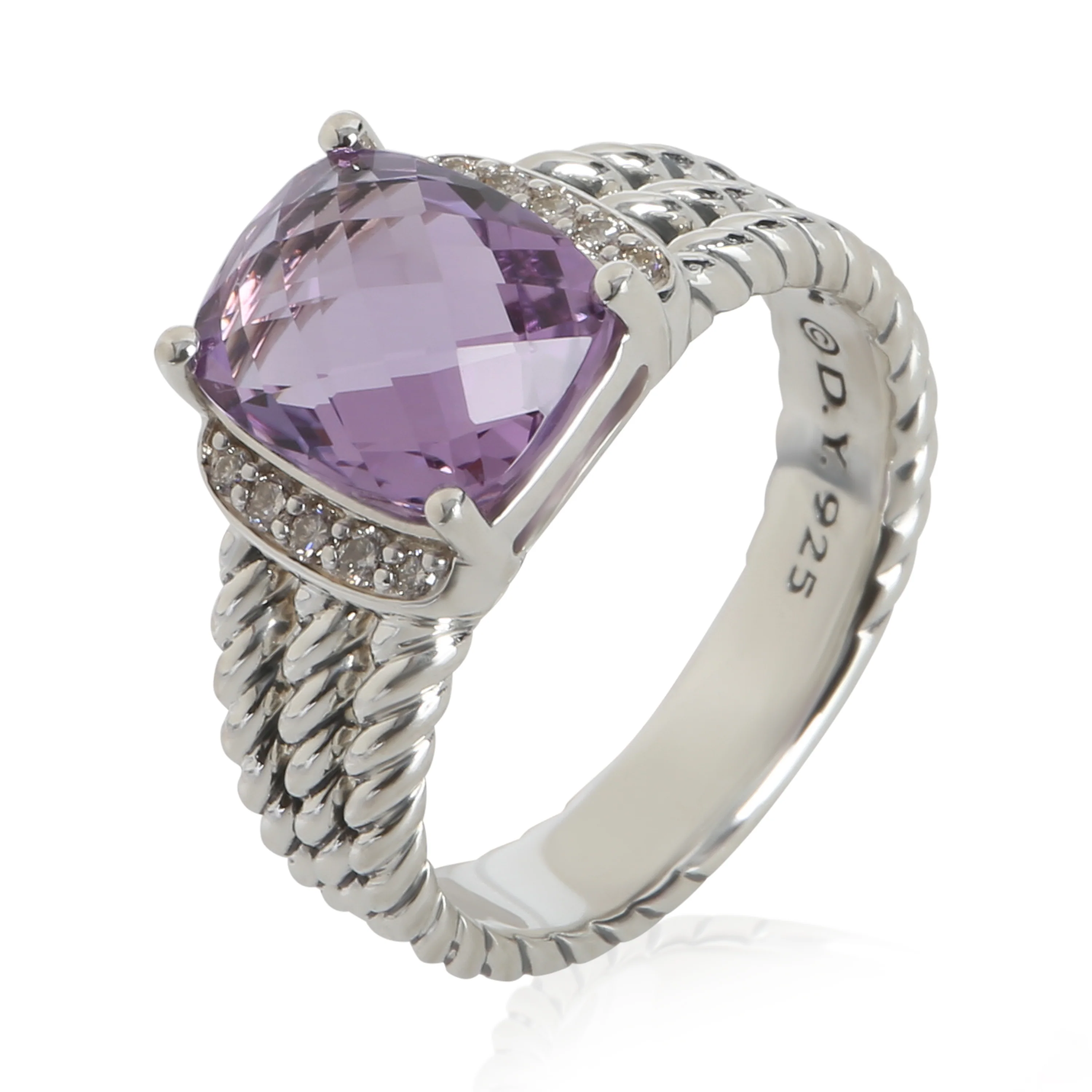 Sterling Silver Amethyst and Diamond Petite Wheaton Ring - Image 4