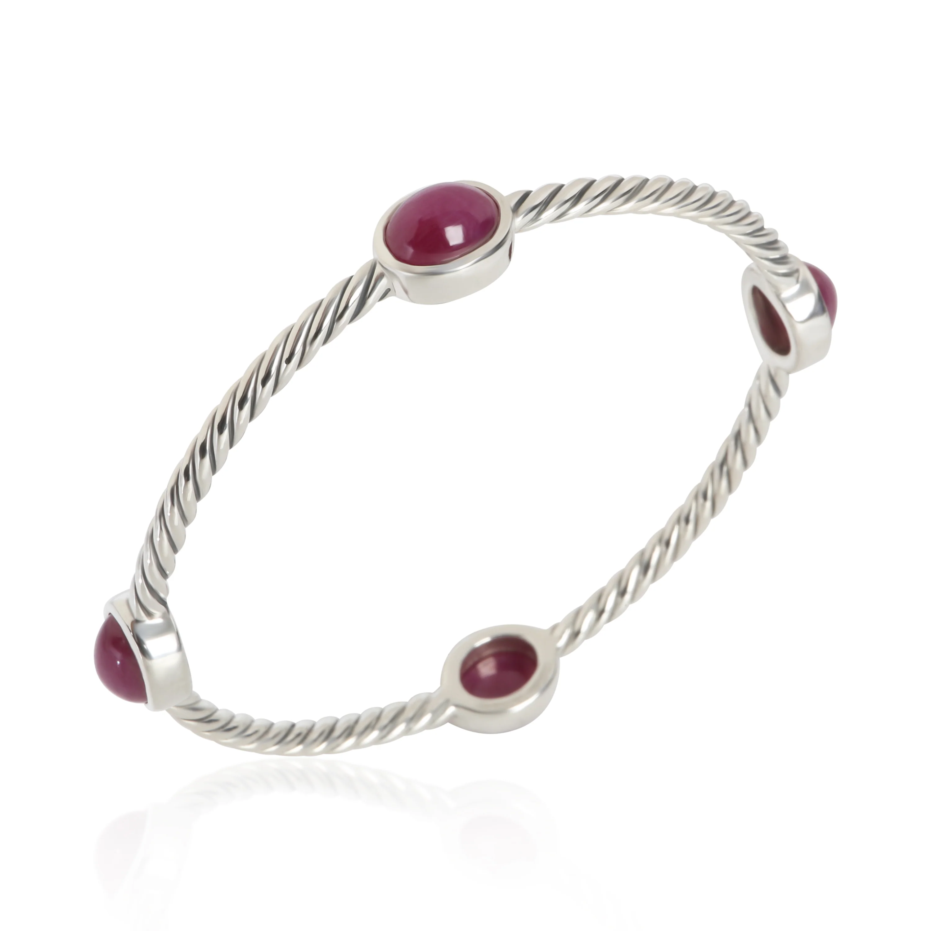 Sterling Silver Ruby Cable Station Bracelet - Image 3