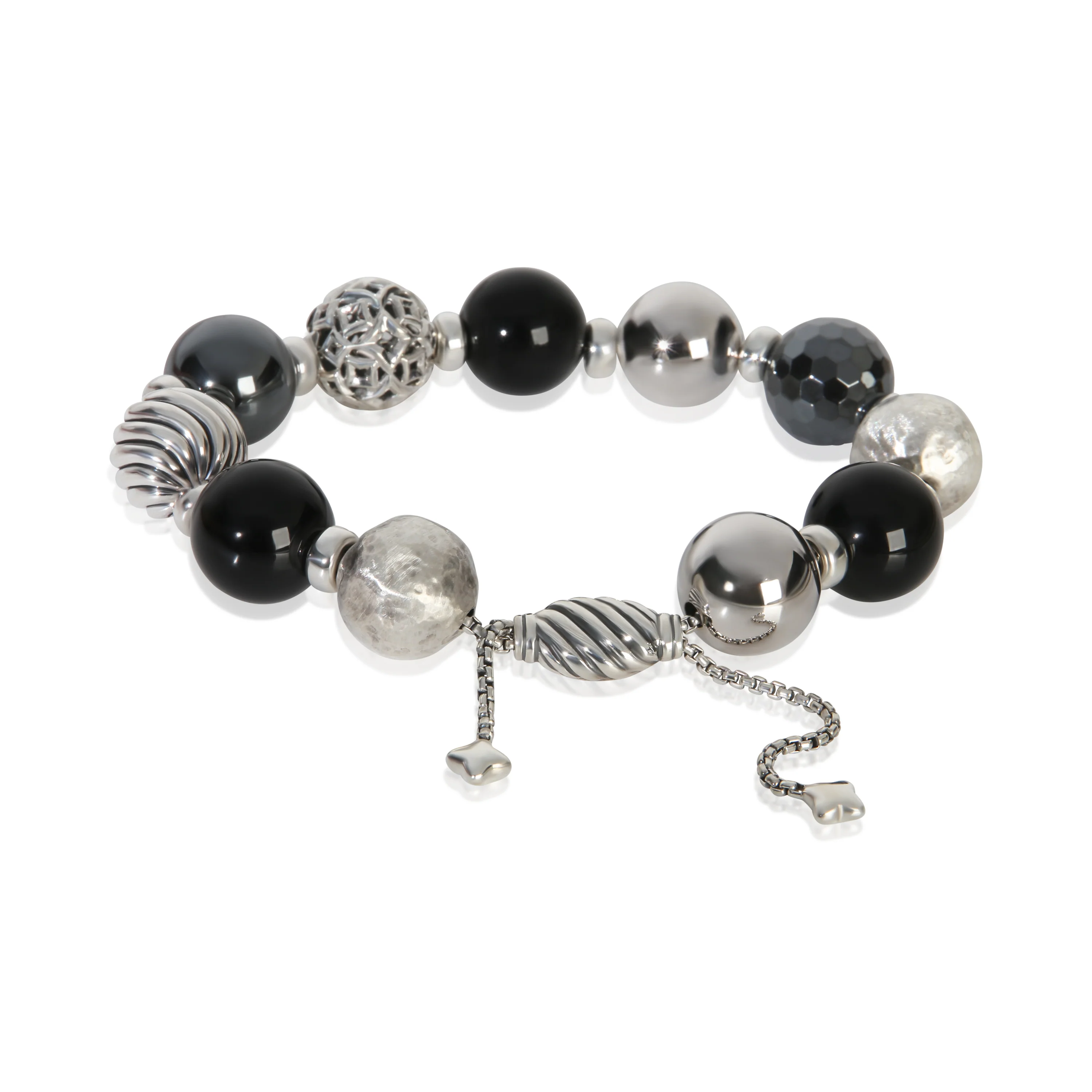 Sterling Silver Onyx and Hematite Elements Bracelet - Image 3