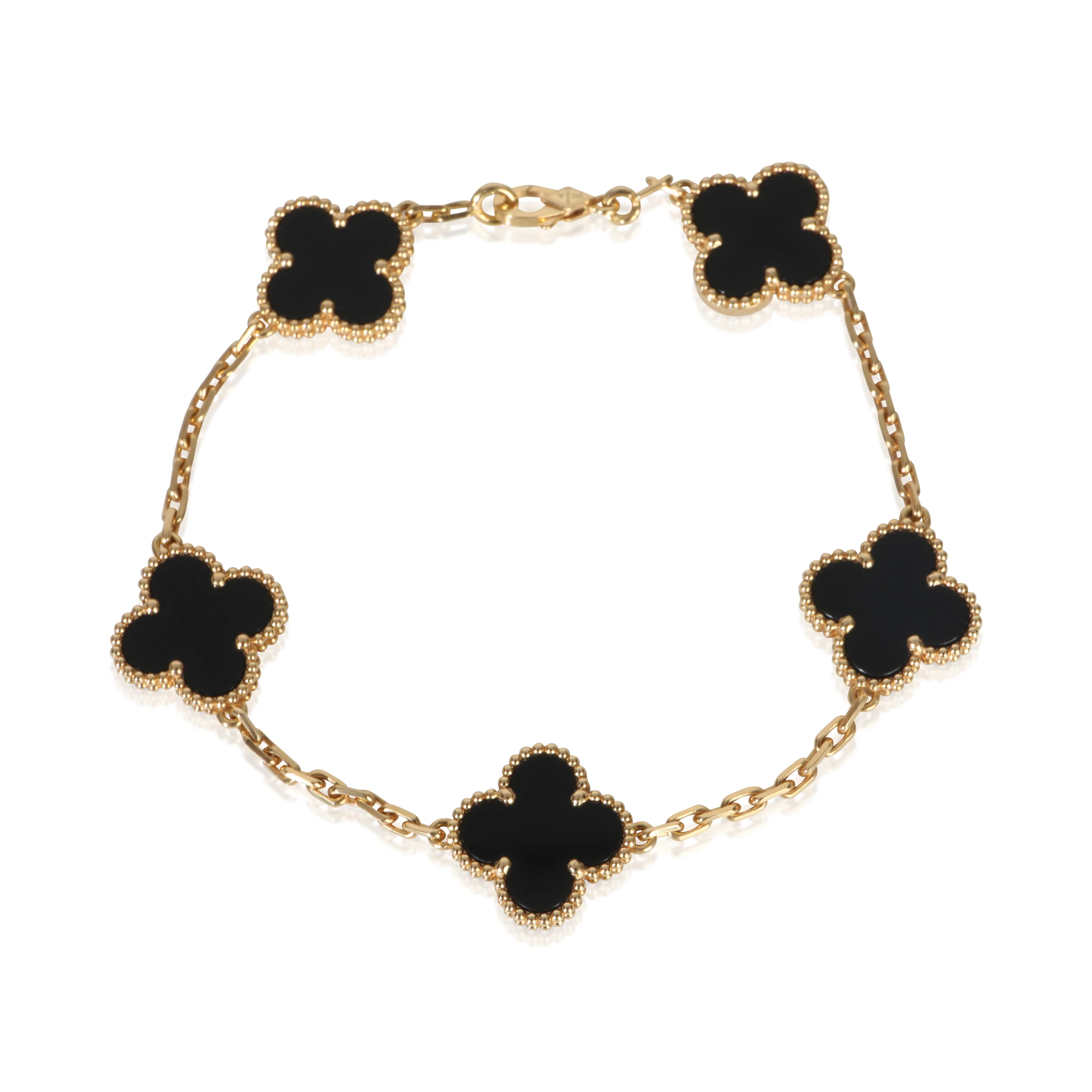 Yellow Gold Onyx Vintage Alhambra Bracelet - Image 2